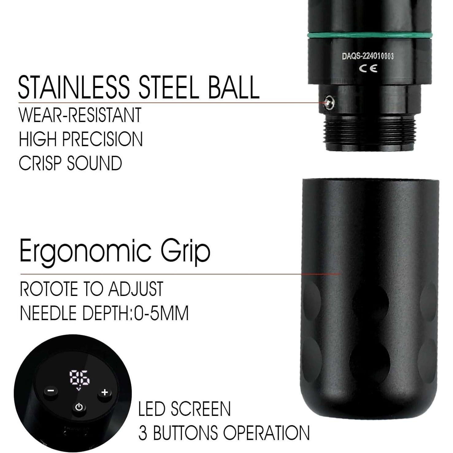 Kit de Tatuaje Profesional Dragoart Inalámbrico 40 Agujas