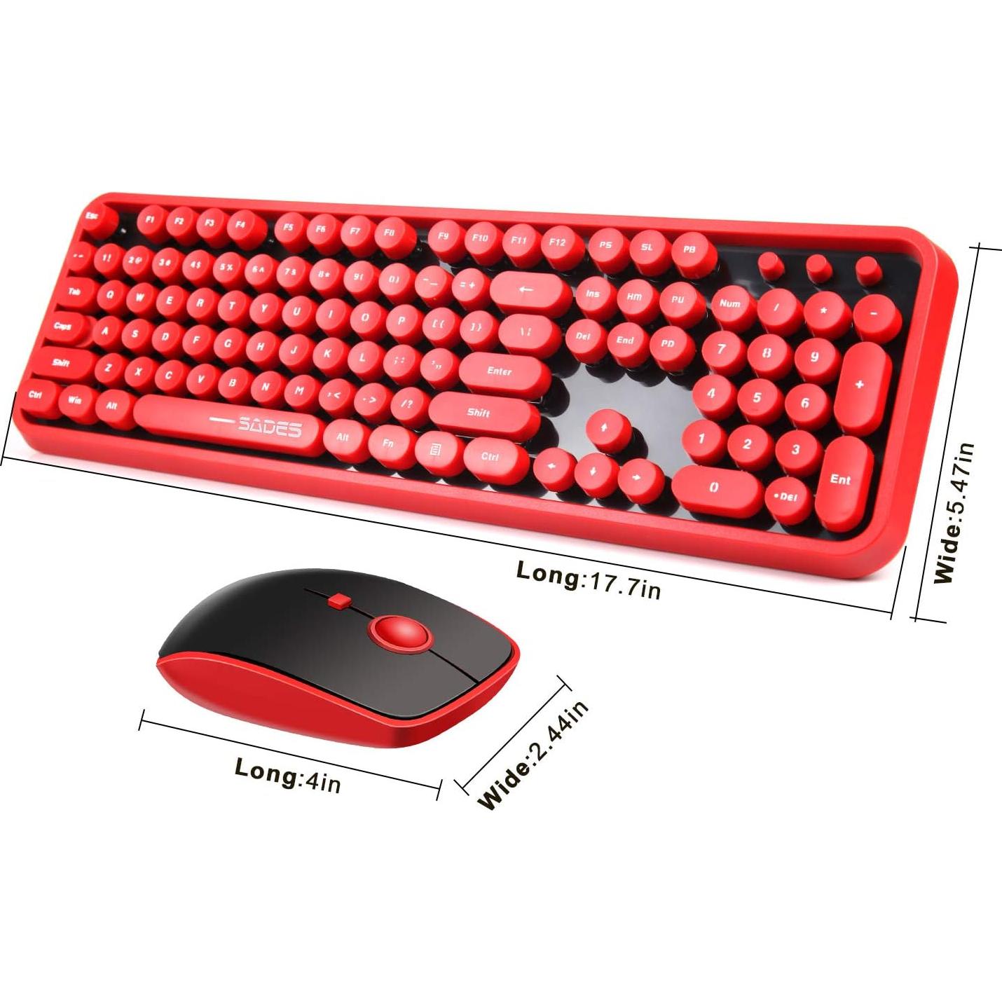 Combo Teclado y Ratón Inalámbrico Letton Rojo Retro
