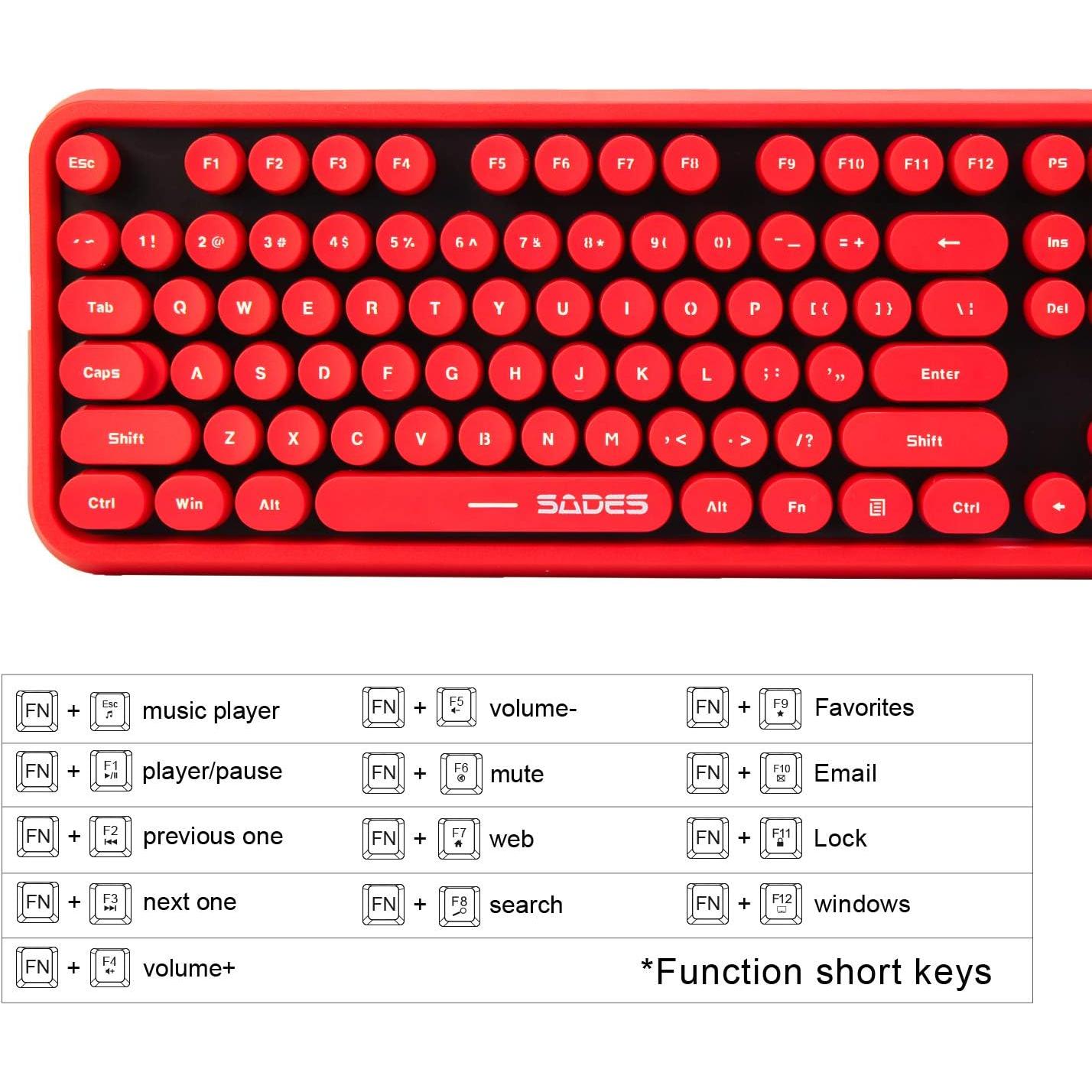 Combo Teclado y Ratón Inalámbrico Letton Rojo Retro