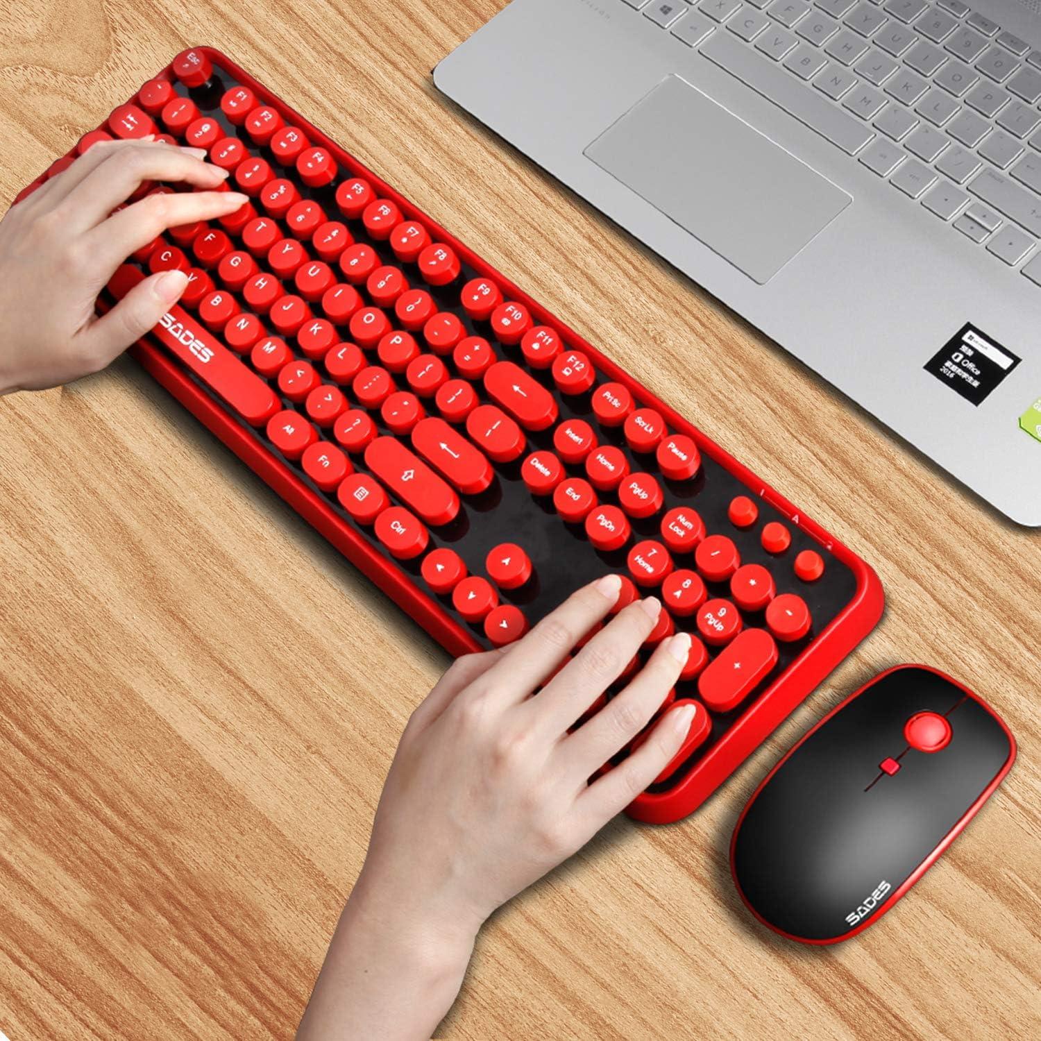 Combo Teclado y Ratón Inalámbrico Letton Rojo Retro