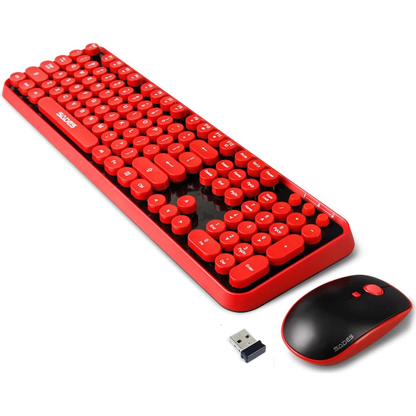 Combo Teclado y Ratón Inalámbrico Letton Rojo Retro