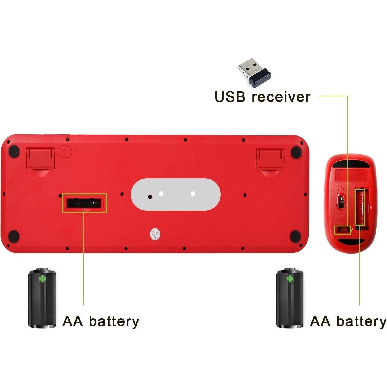 Combo Teclado y Ratón Inalámbrico Letton Rojo Retro