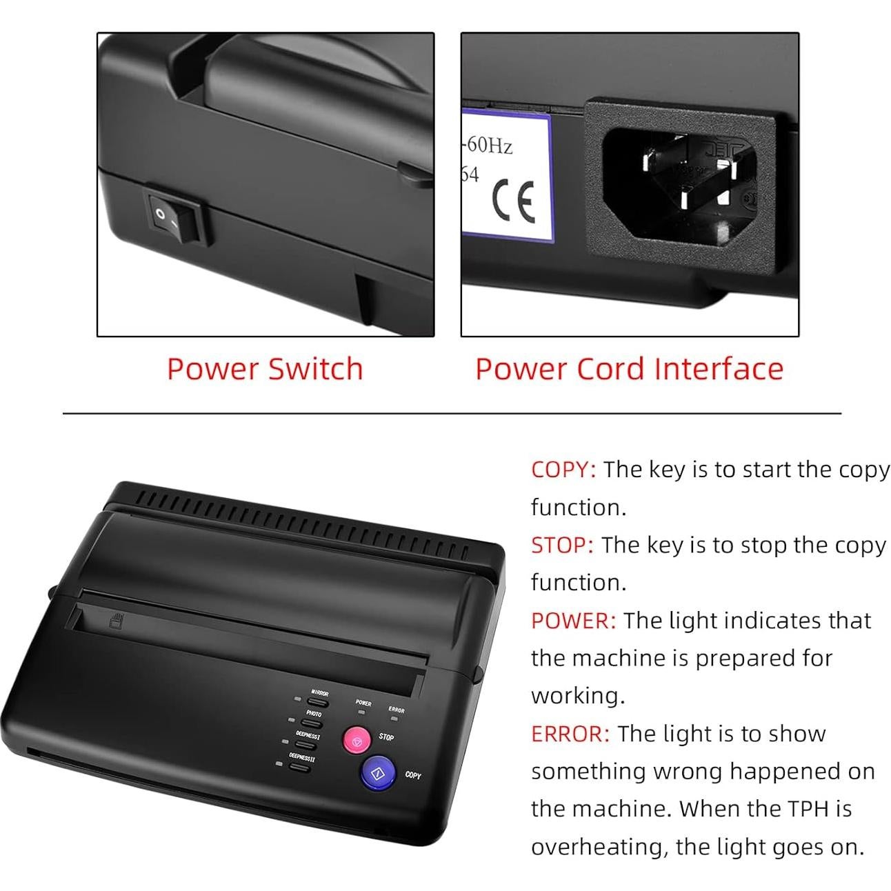 Máquina de Transferencia de Tatuajes ATOMUS 8008 Negra