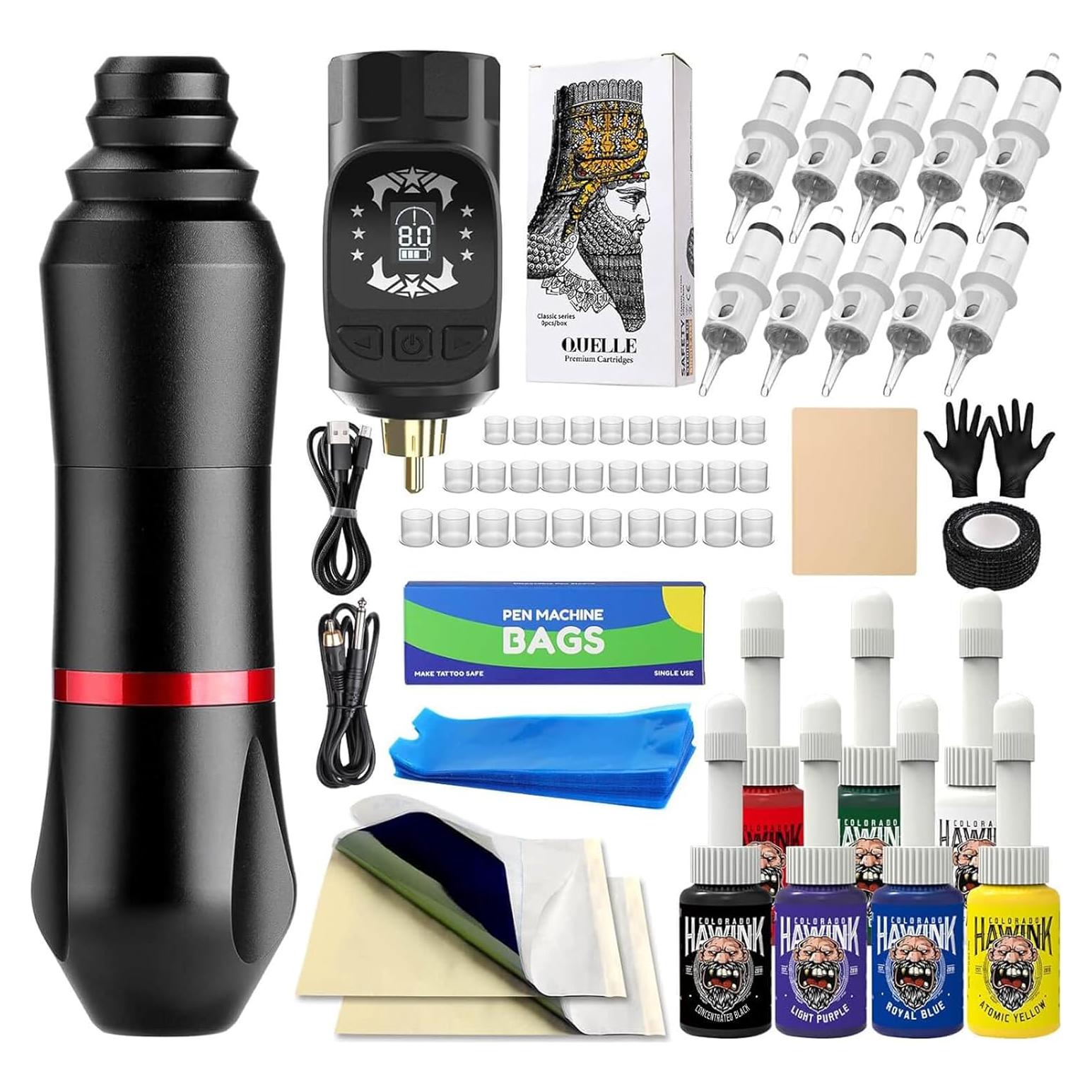 Kit de Tatuaje HAWINK Máquina Rotativa Inalámbrica 1600mAh