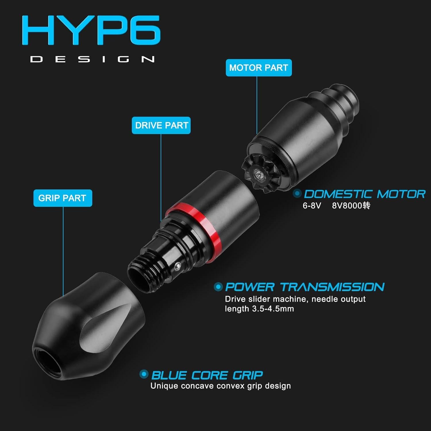 Kit de Tatuaje HAWINK Máquina Rotativa Inalámbrica 1600mAh