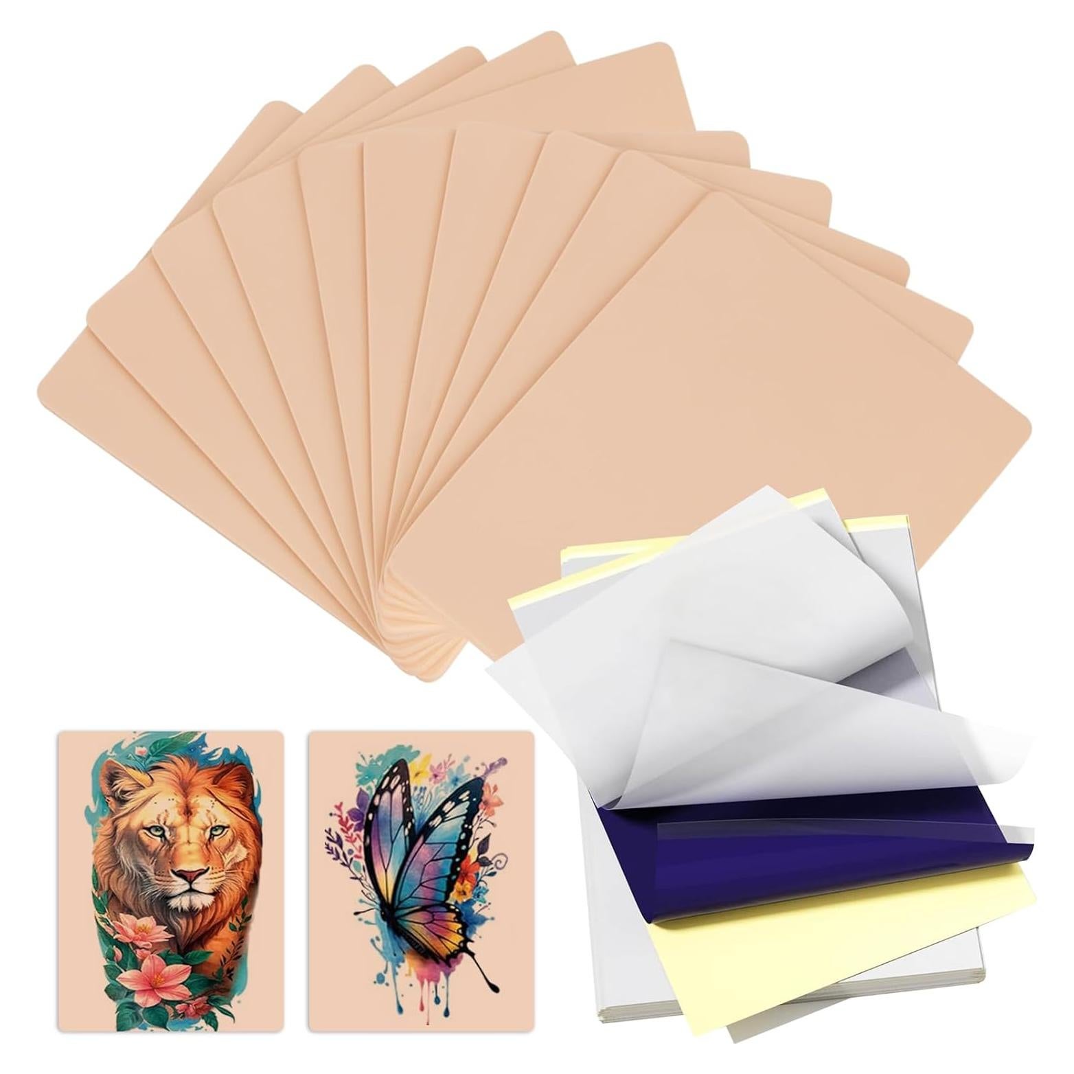 Kit de Pieles de Tatuaje Jconly - 10 Piezas Silicona + 25 Papeles