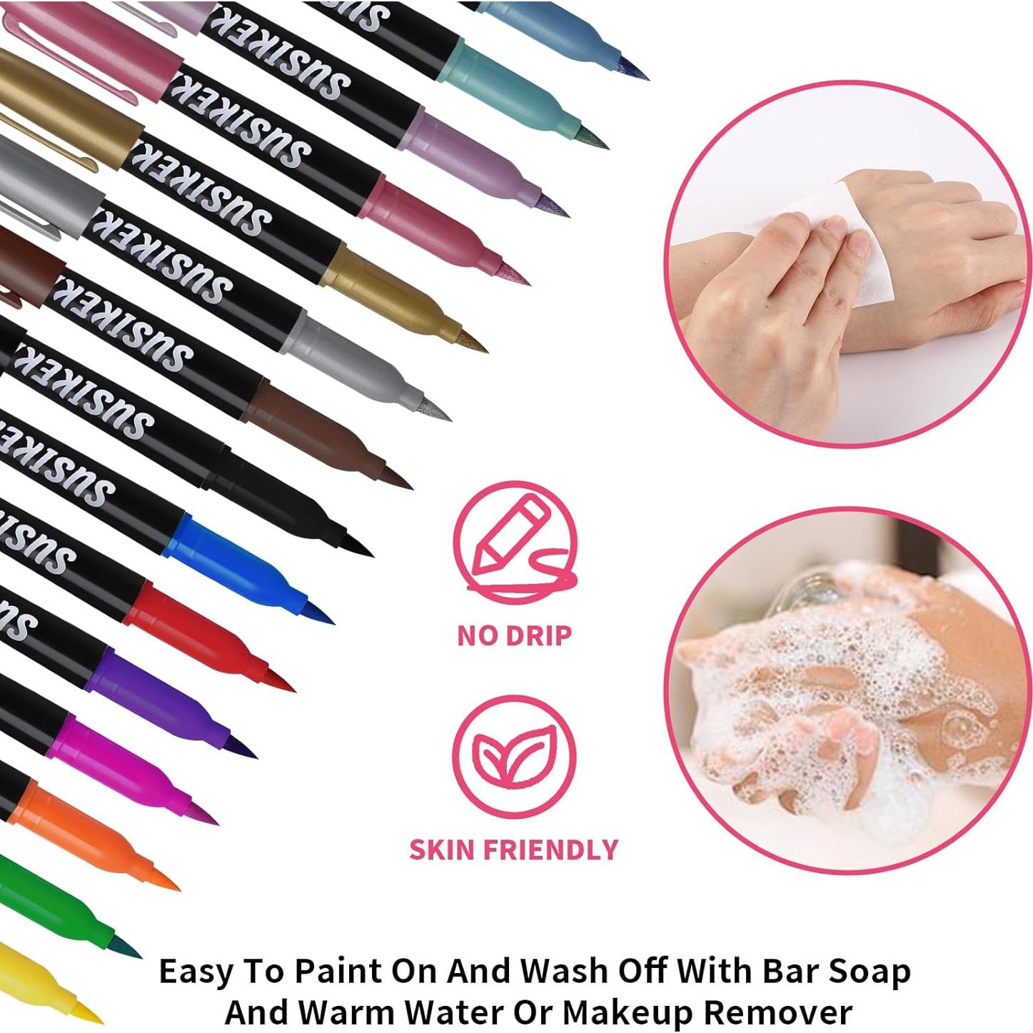 Set de Marcadores de Tatuajes Temporales SUSIKEKI 15 Colores