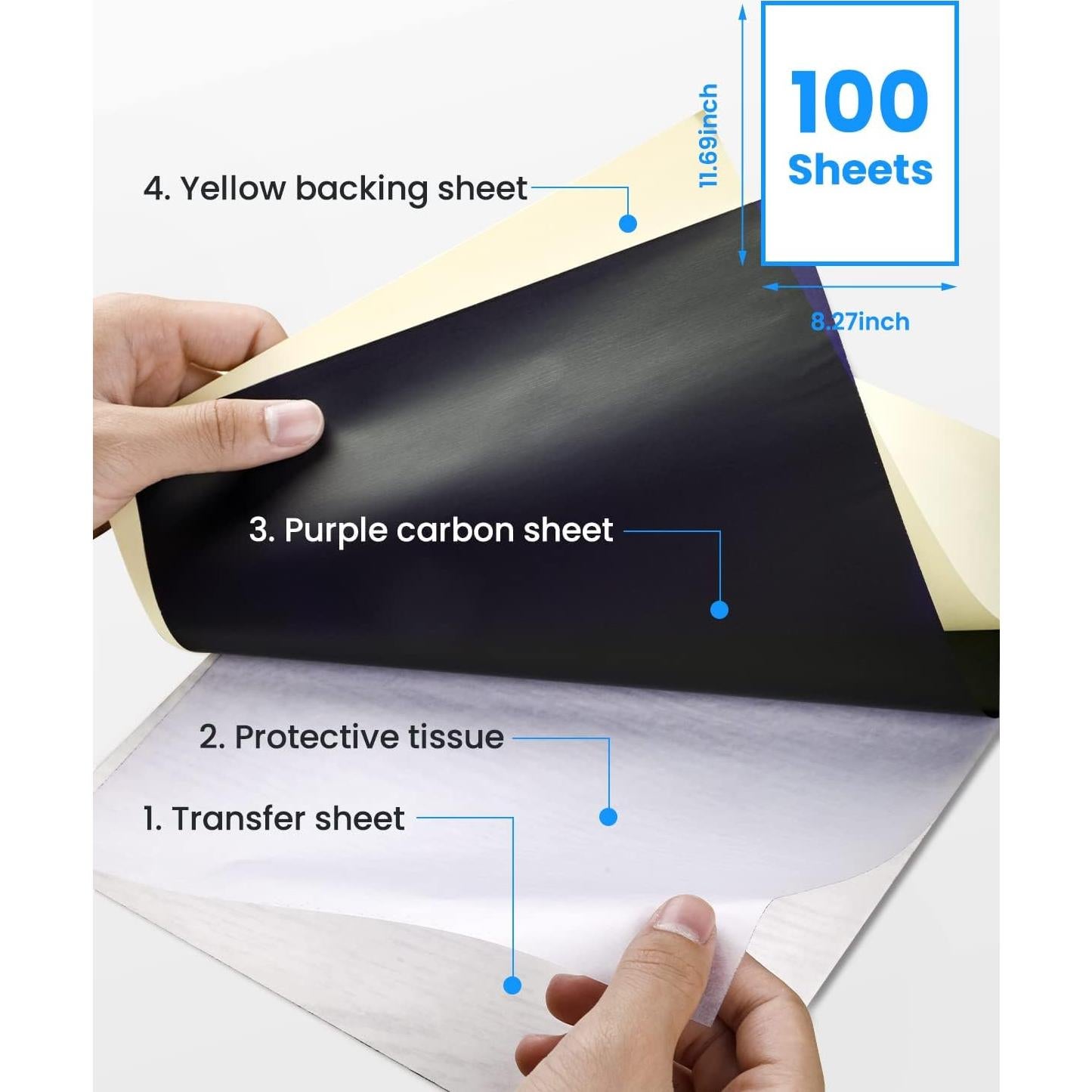 Papel de Transferencia de Tatuaje Phomemo A4 - 100 Hojas Azul