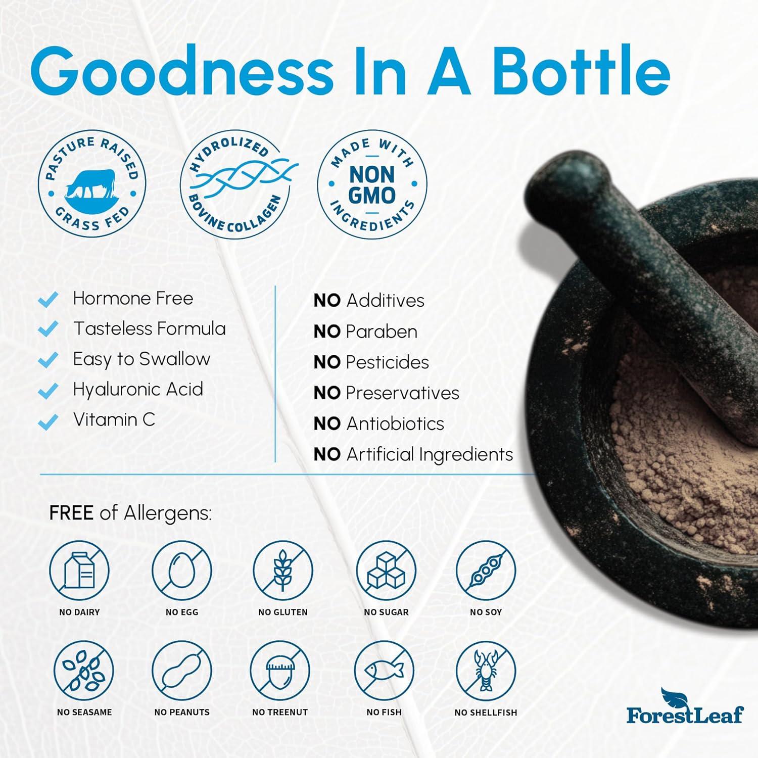 Píldoras de Colágeno Múltiple ForestLeaf 120 Caps con Ácido Hialurónico y Vitamina C