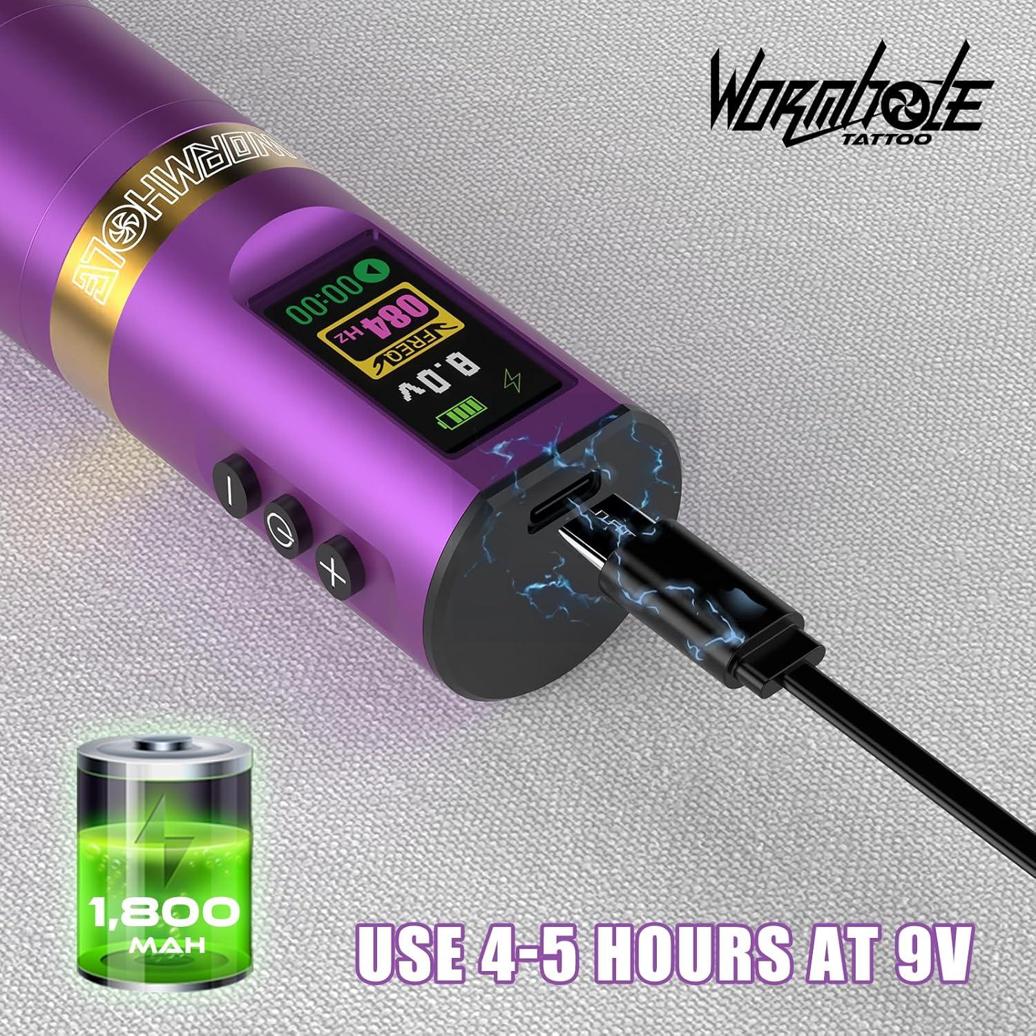 Kit de Tatuaje Inalámbrico Wormhole WTK285 con Agujas y Tinta