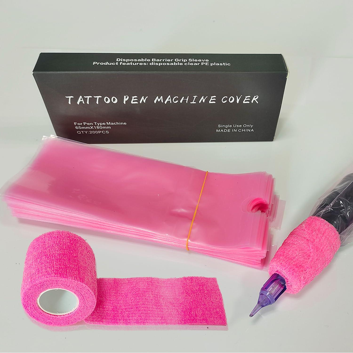 200 Fundas de Tatuaje Anghie + 6 Cintas de Agarre Rosa