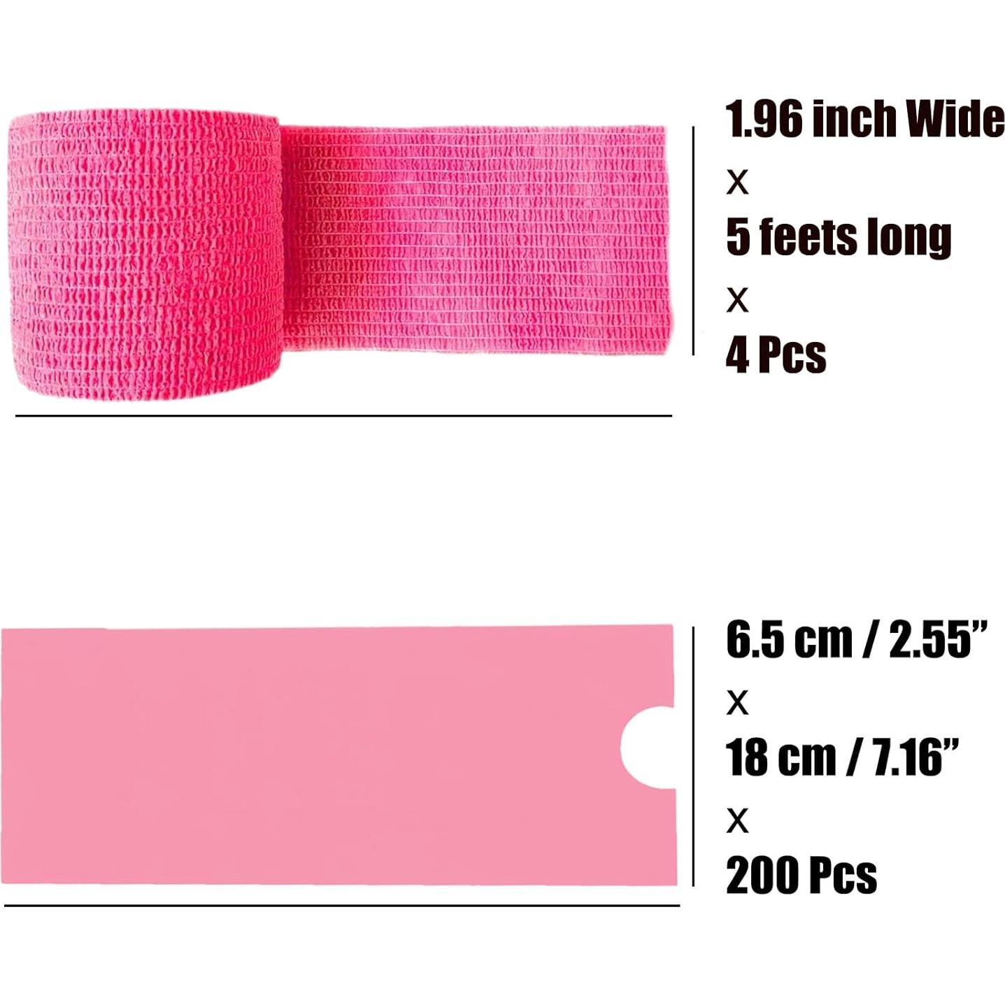 Cinta de Tatuaje MIUXIA 200 Piezas Rosa y 4 Cintas de Agarre