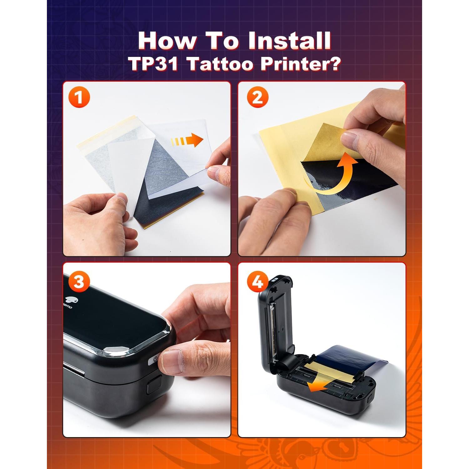 Papel de Plantilla de Tatuaje Phomemo TP31 100 Hojas 8x13.3cm