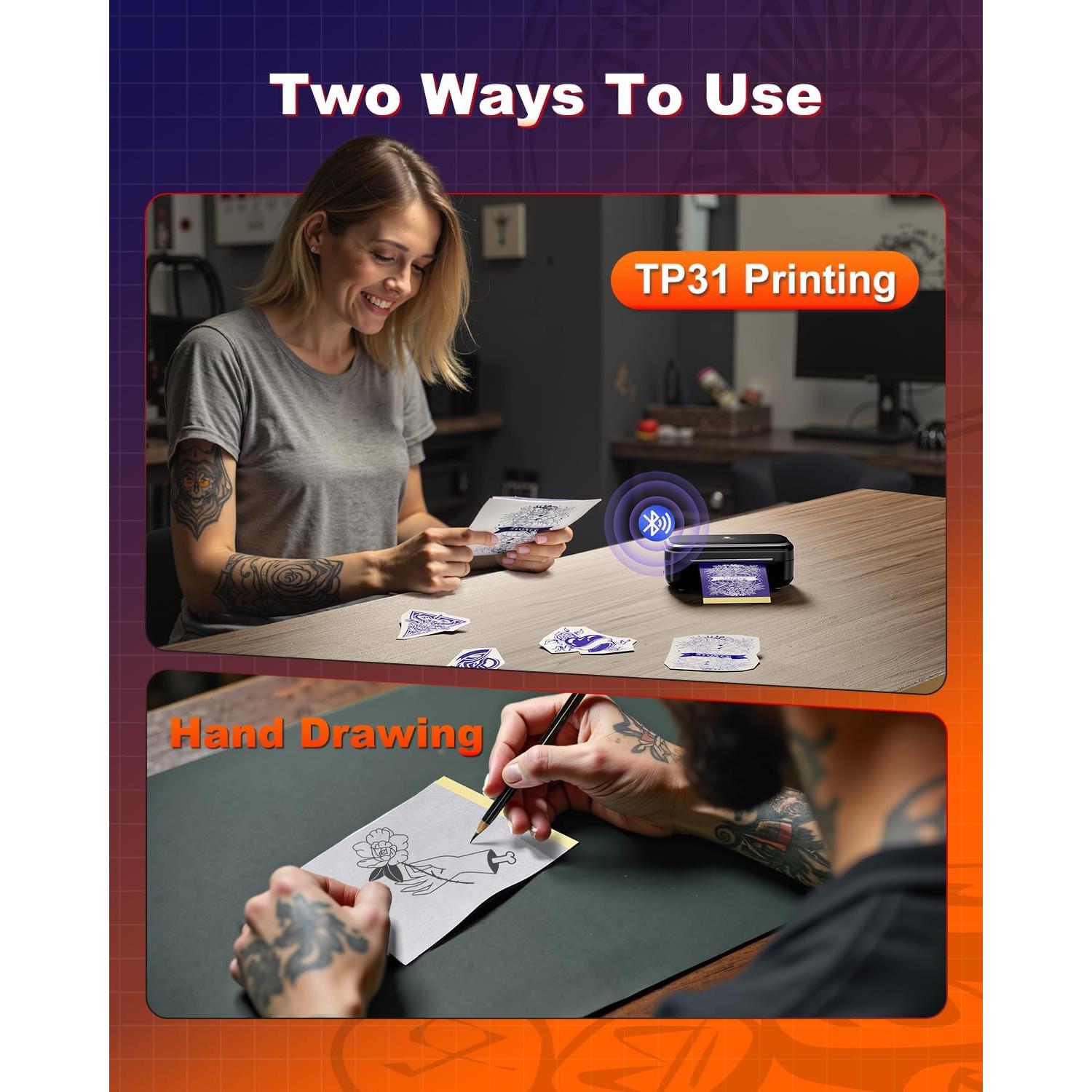 Papel de Plantilla de Tatuaje Phomemo TP31 100 Hojas 8x13.3cm