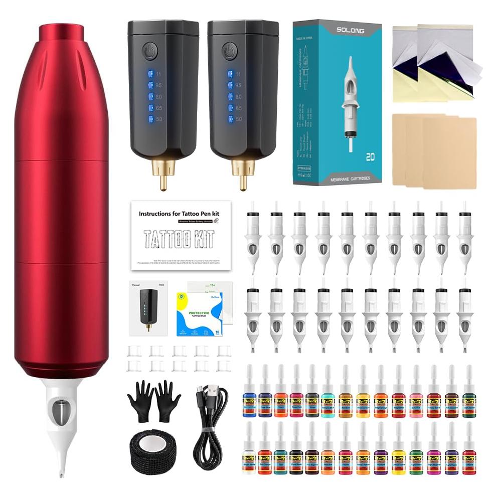 Kit de Tatuaje Nazzor Inalámbrico con 2 Baterías y 20 Agujas