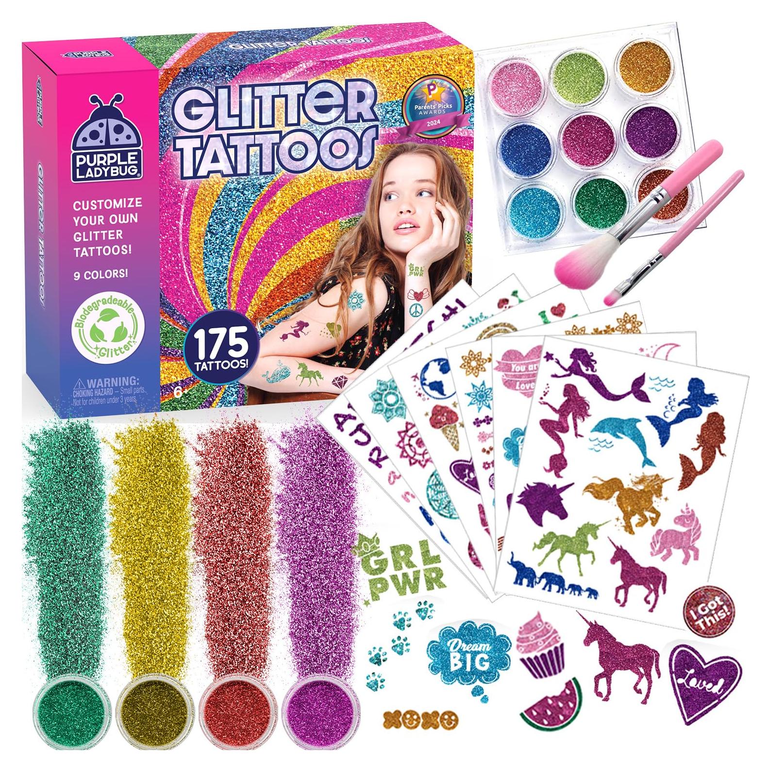 Kit de Tatuajes Temporales Purpurina 175 Piezas Niños