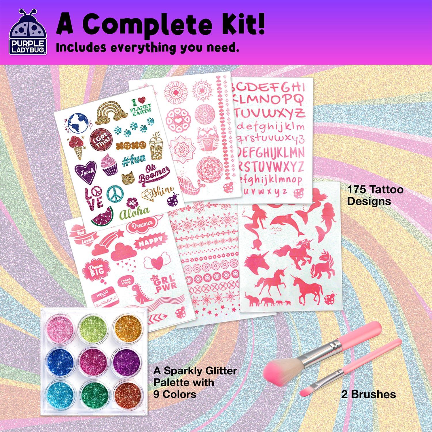 Kit de Tatuajes Temporales Purpurina 175 Piezas Niños