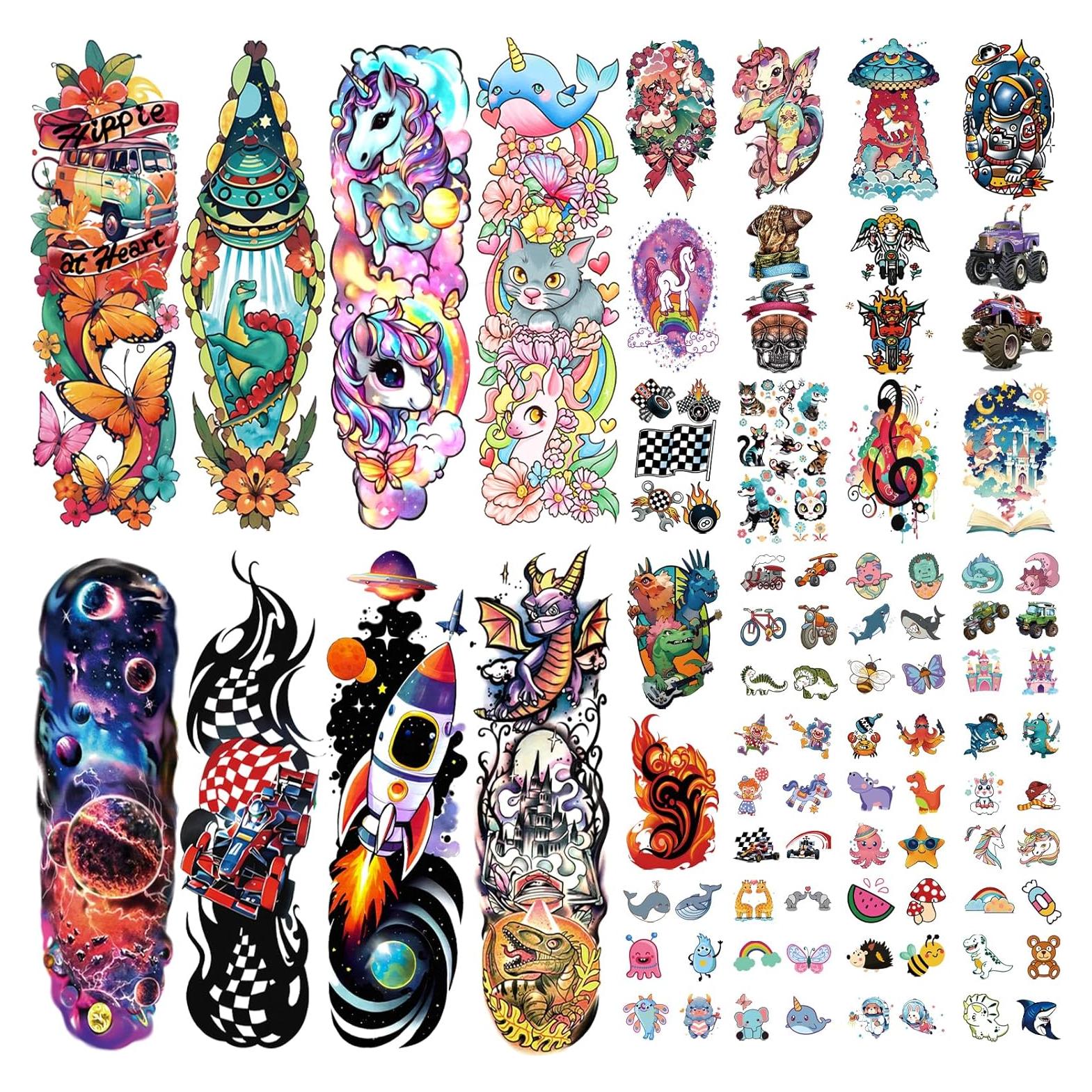 52 Tatuajes Temporales Atydkug para Niños - Animales y Cohetes