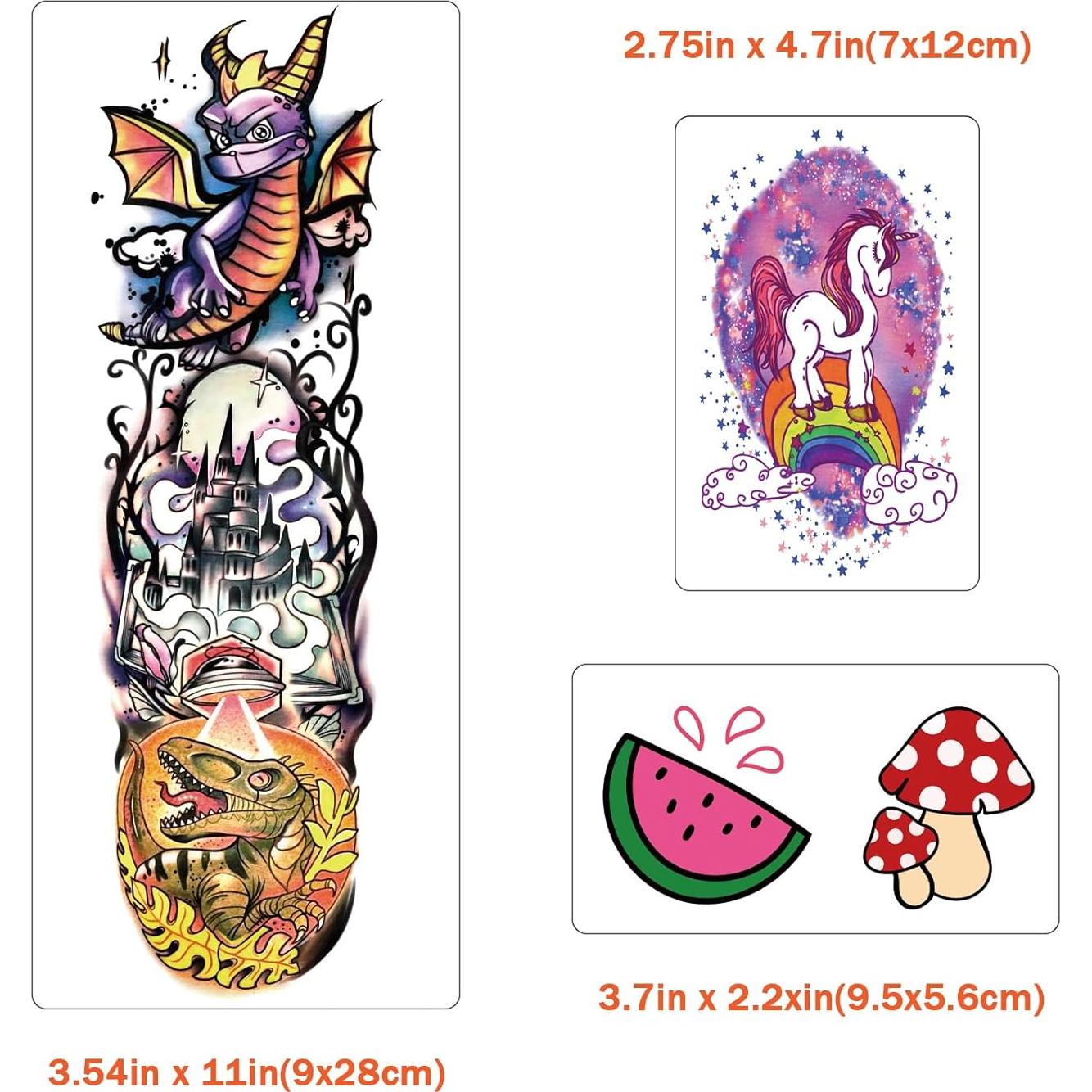 52 Tatuajes Temporales Atydkug para Niños - Animales y Cohetes