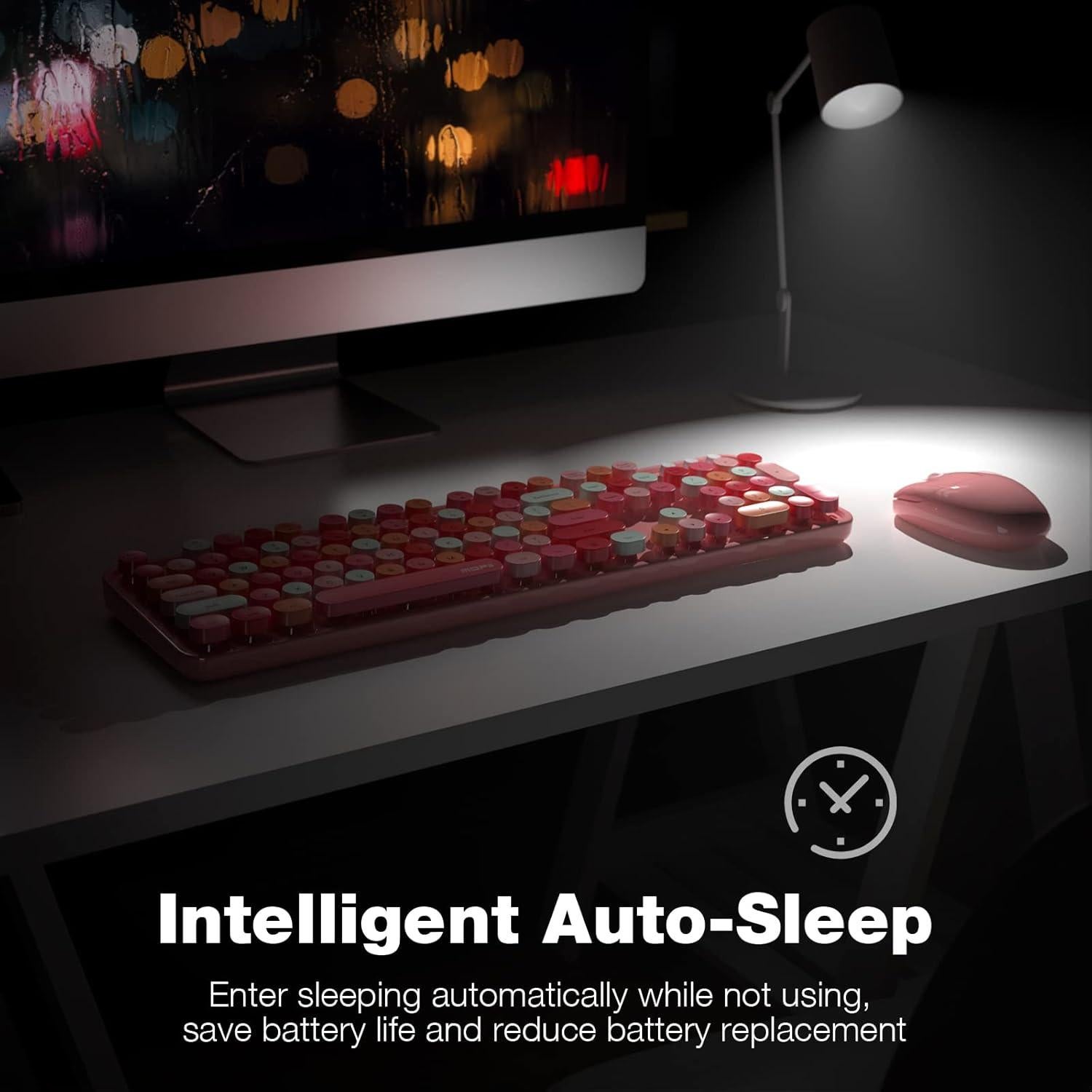 Teclado y Ratón Inalámbricos MOFII Rosa Retro 104 Teclas