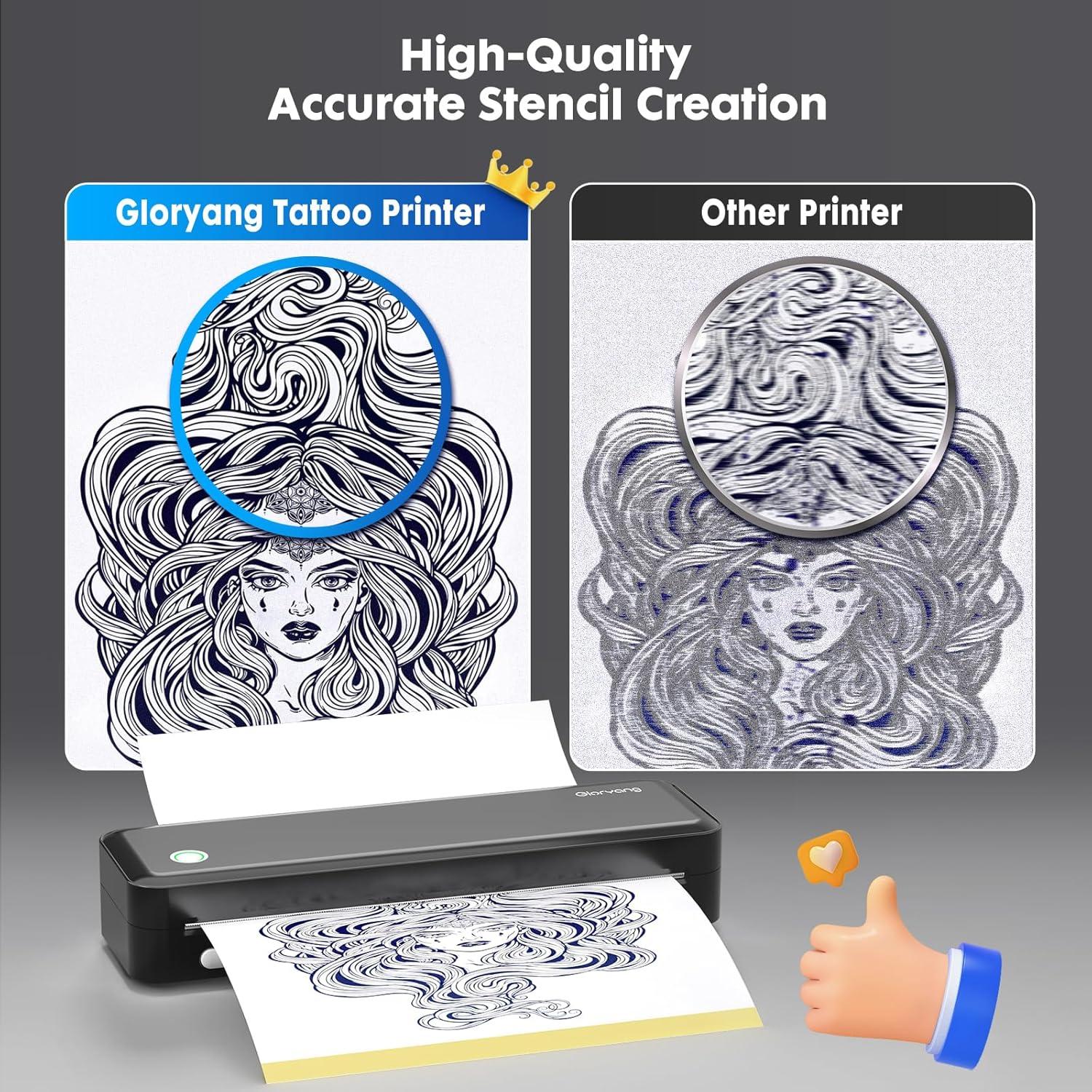 Impresora de Plantillas de Tatuaje Gloryang JD-126 Inalámbrica