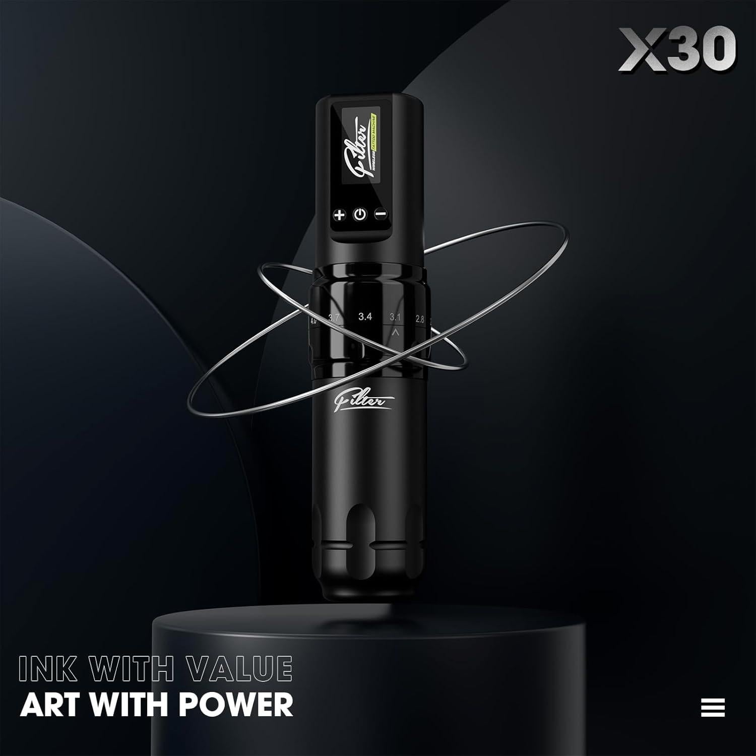 Máquina de Tatuaje Filter X30 7 Golpes 2.0-4.0mm Inalámbrica