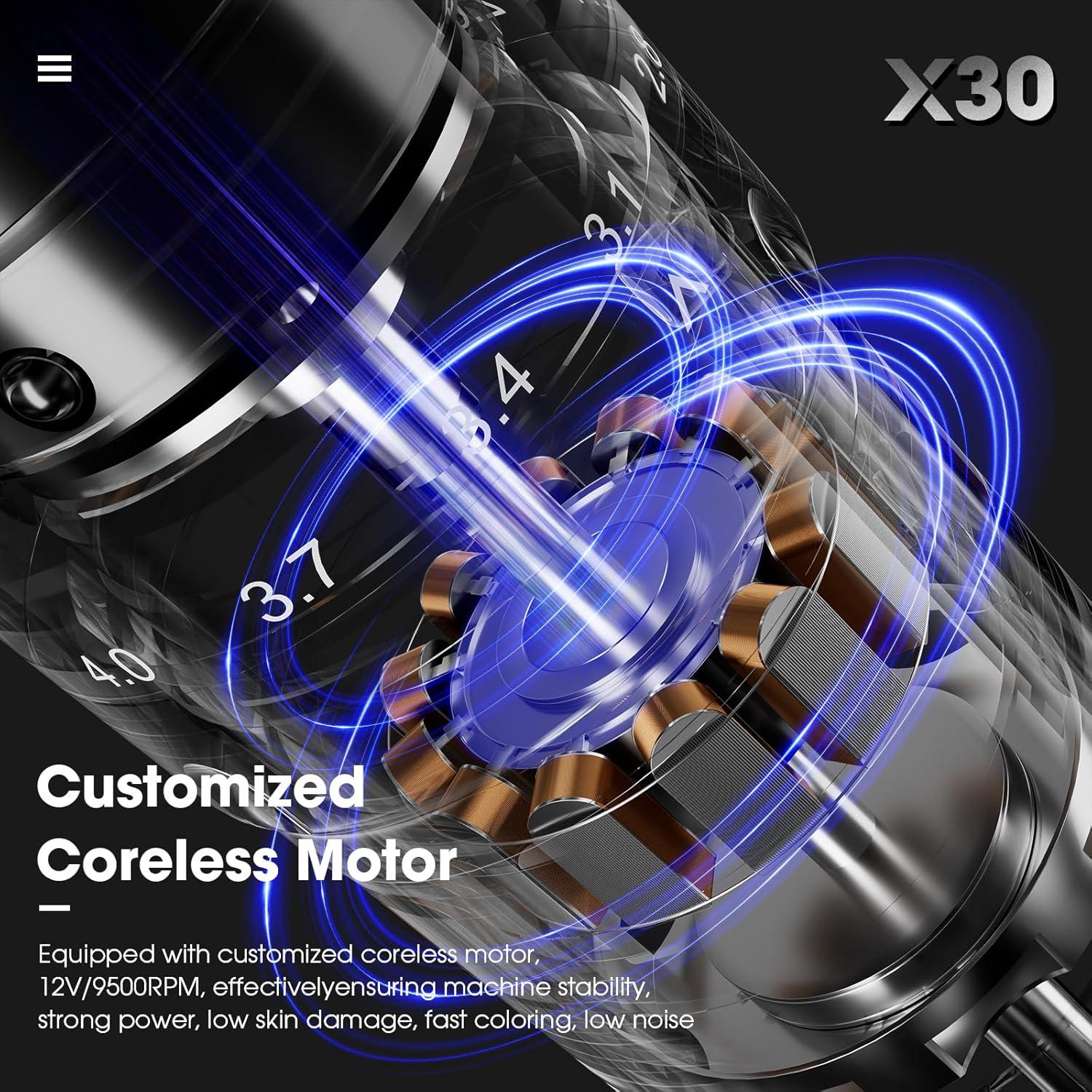 Máquina de Tatuaje Filter X30 7 Golpes 2.0-4.0mm Inalámbrica