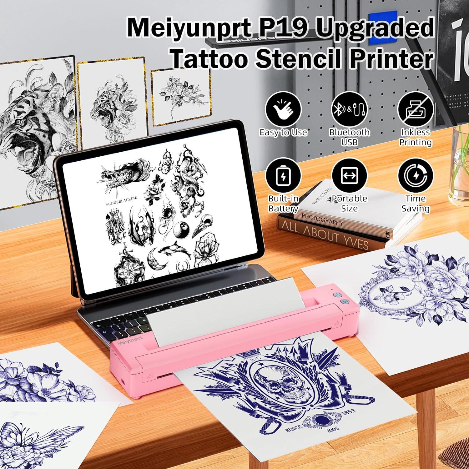 Impresora de Tatuajes Inalámbrica Meiyunprt Rosa - Portátil
