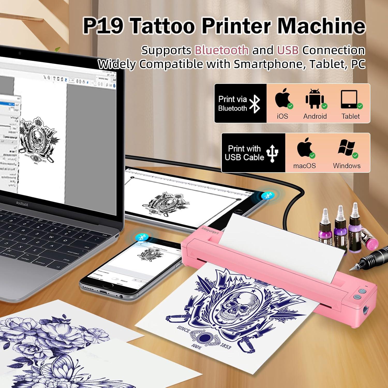 Impresora de Tatuajes Inalámbrica Meiyunprt Rosa - Portátil