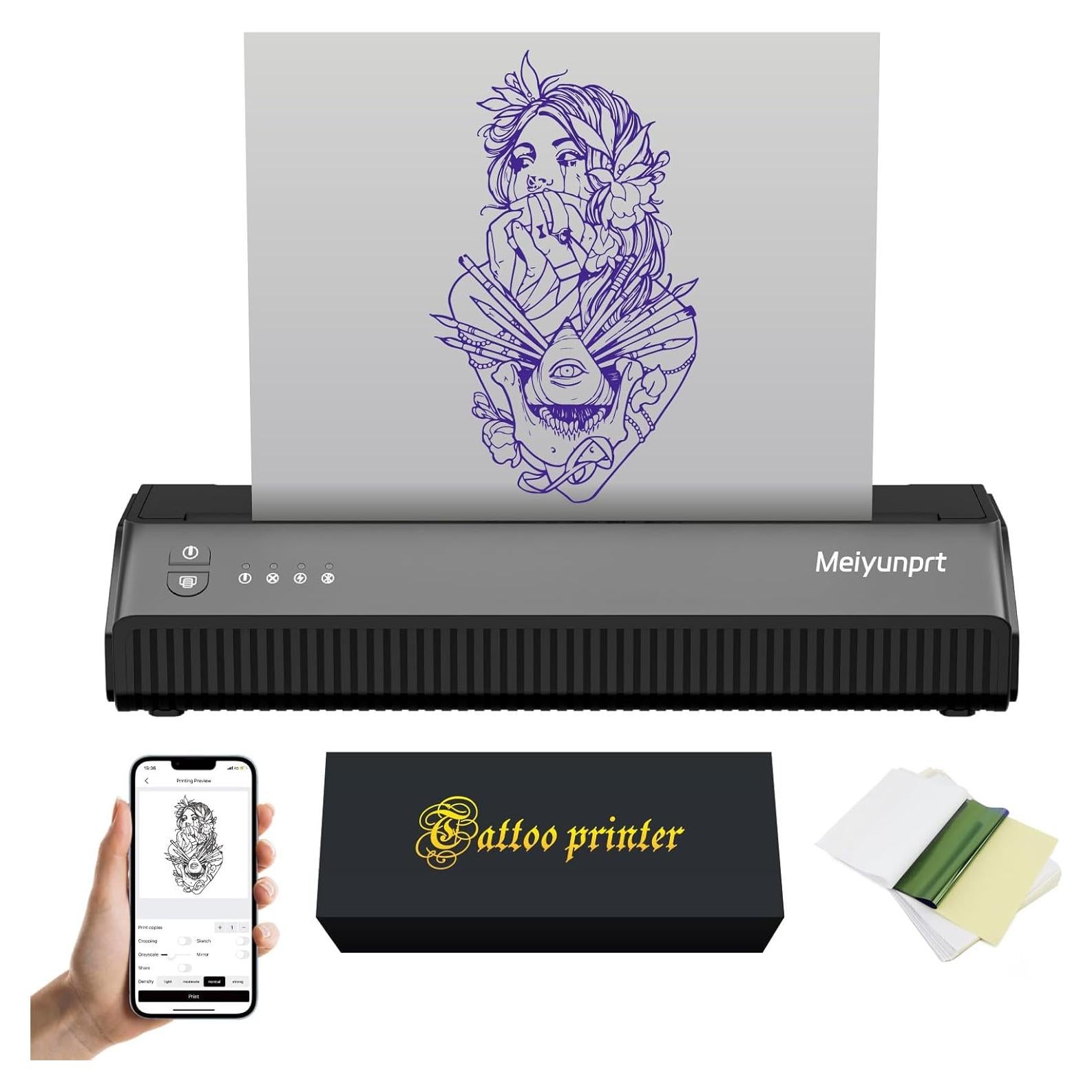 Impresora Térmica de Plantillas de Tatuaje Meiyunprt Inalámbrica