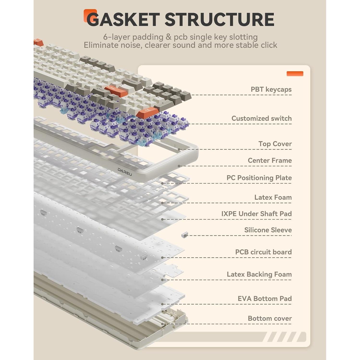 Teclado Mecánico Inalámbrico DAREU EK98pro RGB 97 Teclas