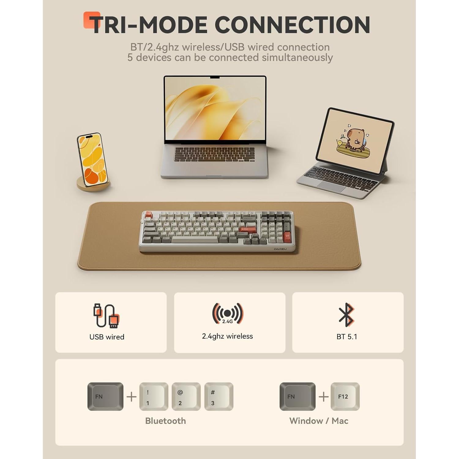 Teclado Mecánico Inalámbrico DAREU EK98pro RGB 97 Teclas