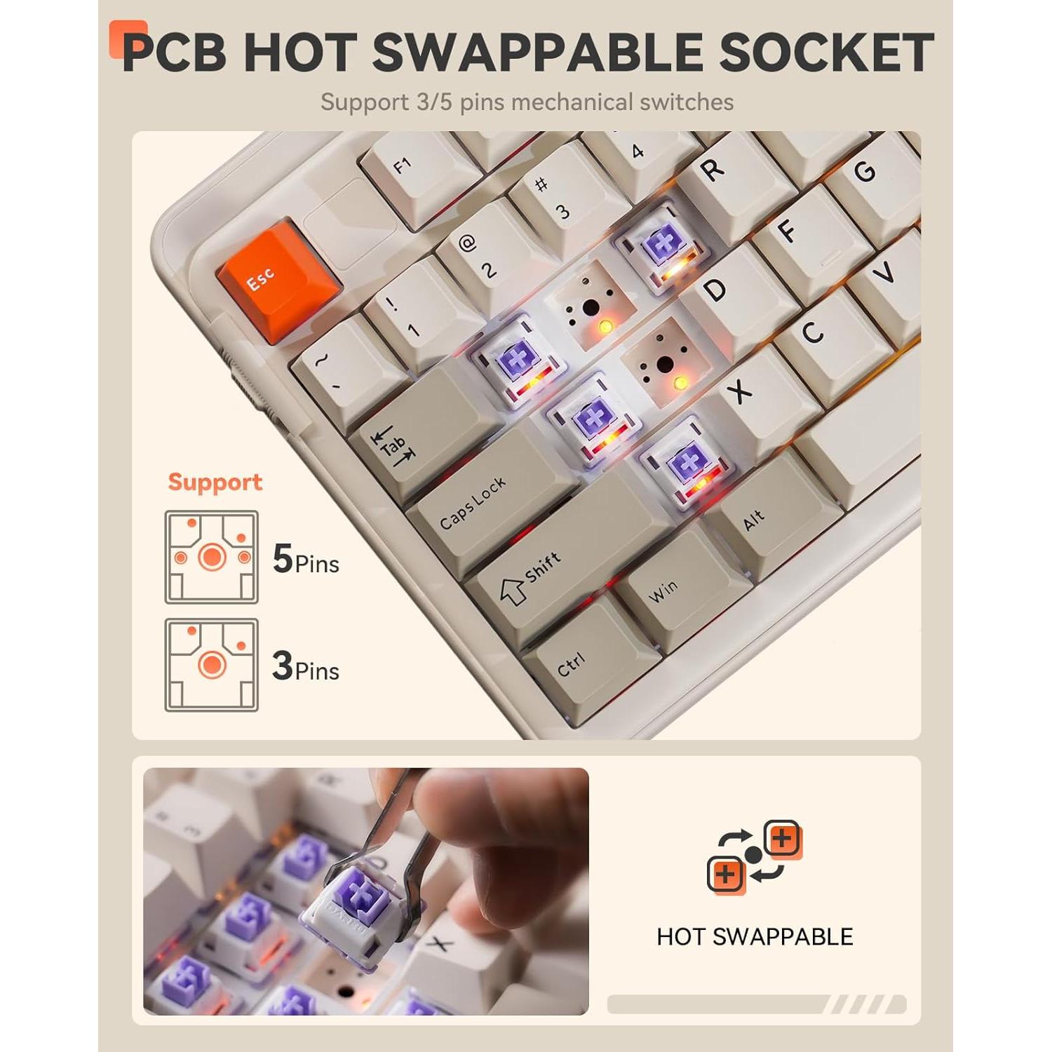 Teclado Mecánico Inalámbrico DAREU EK98pro RGB 97 Teclas