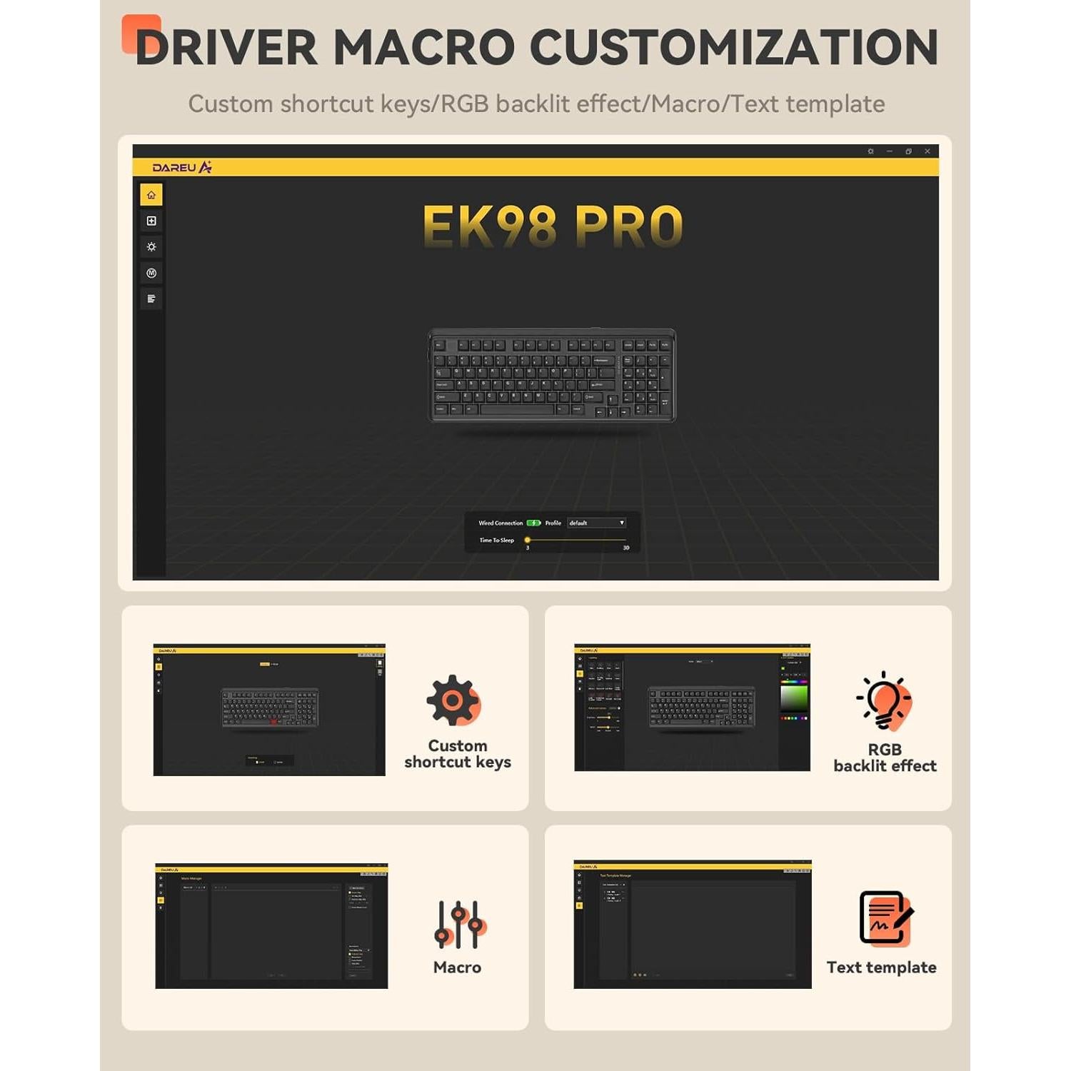 Teclado Mecánico Inalámbrico DAREU EK98pro RGB 97 Teclas