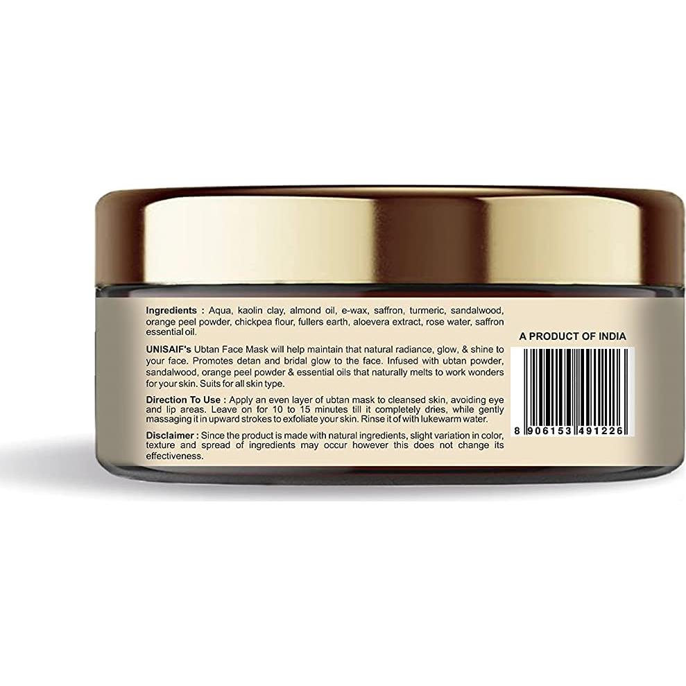 Mascarilla Facial Ubtan Unisaif con Cúrcuma y Azafrán 50g