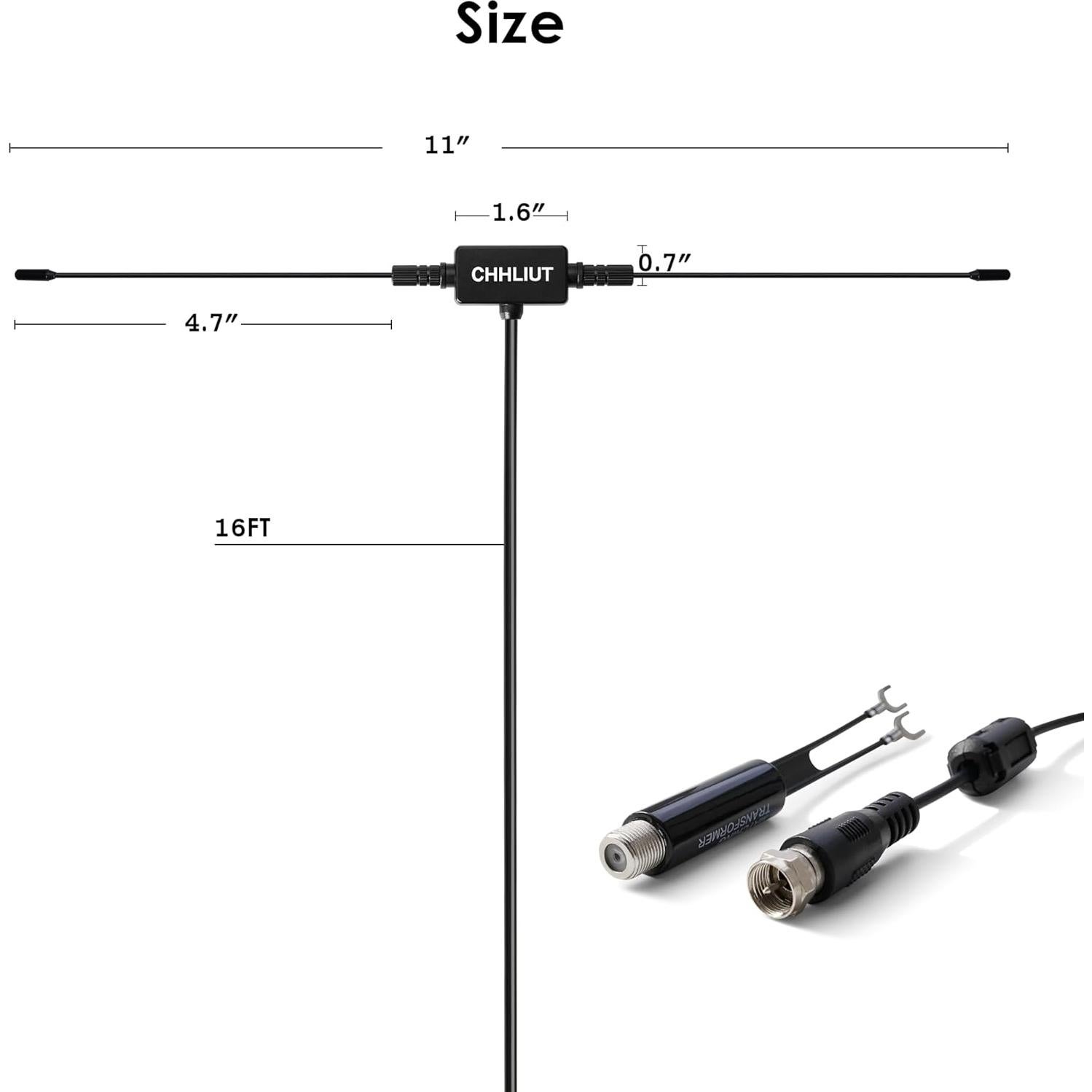 Antena Dipolo FM Universal Kai Han 75 Ohm 4,88 m Conector F