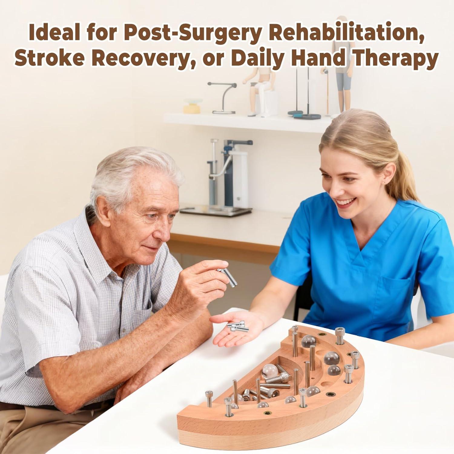 Tablero de Rehabilitación de Dedos Triceratops - Madera 27 Agujeros