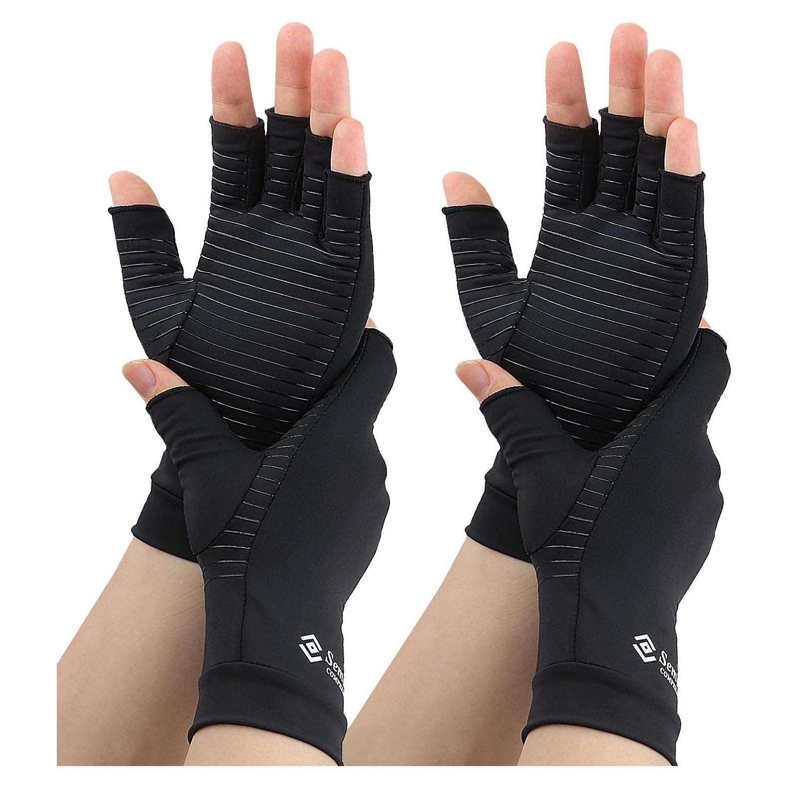 Guantes de compresión Semikk para artritis - 2 pares, Negro, Pequeño