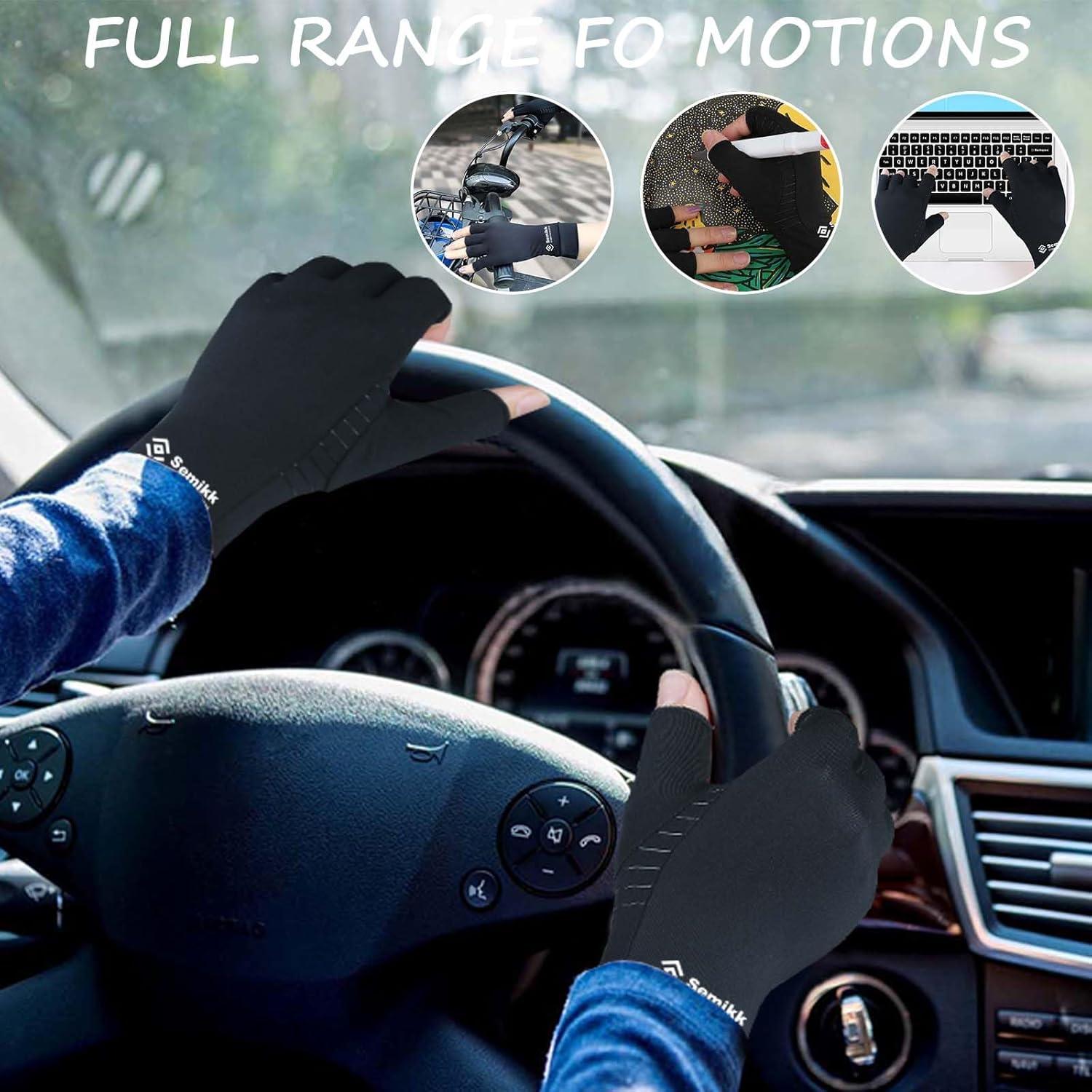 Guantes de compresión Semikk para artritis - 2 pares, Negro, Pequeño