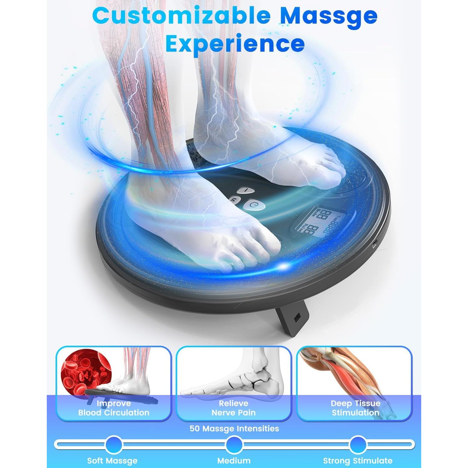 Masajeador de pies EMS Uoboo AST-300W, 10 modos, 50 intensidades