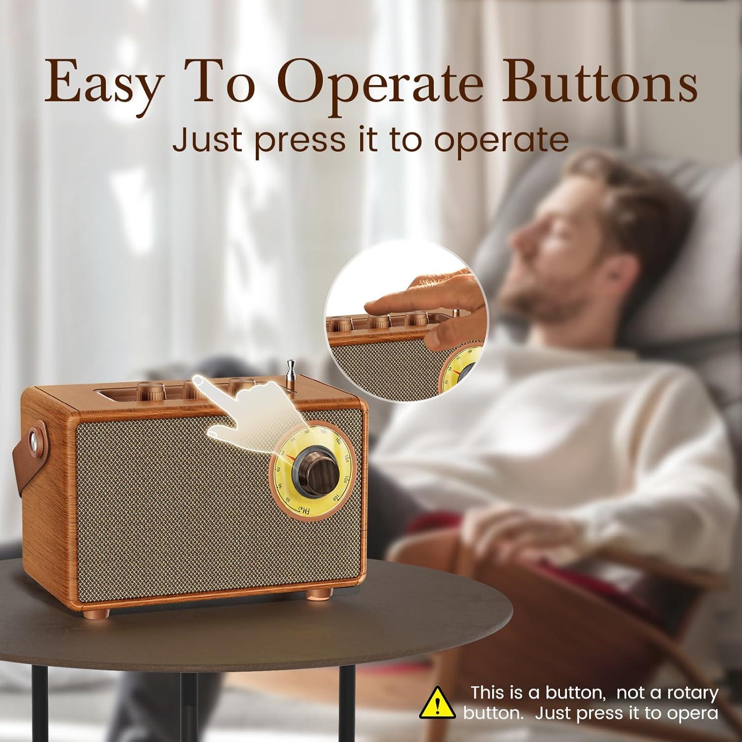 Altavoz Retro Bluetooth FREEFISH AS23 con Radio FM 15W