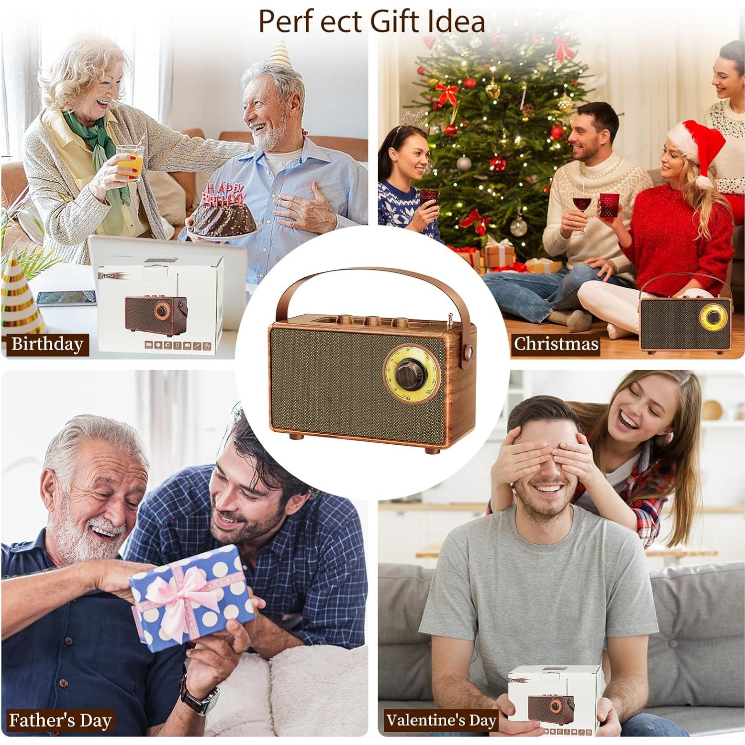 Altavoz Retro Bluetooth FREEFISH AS23 con Radio FM 15W