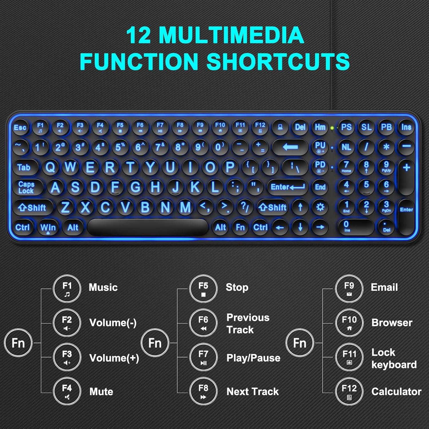 Teclado Retroiluminado USB DEYING LPK66 con Teclas Grandes