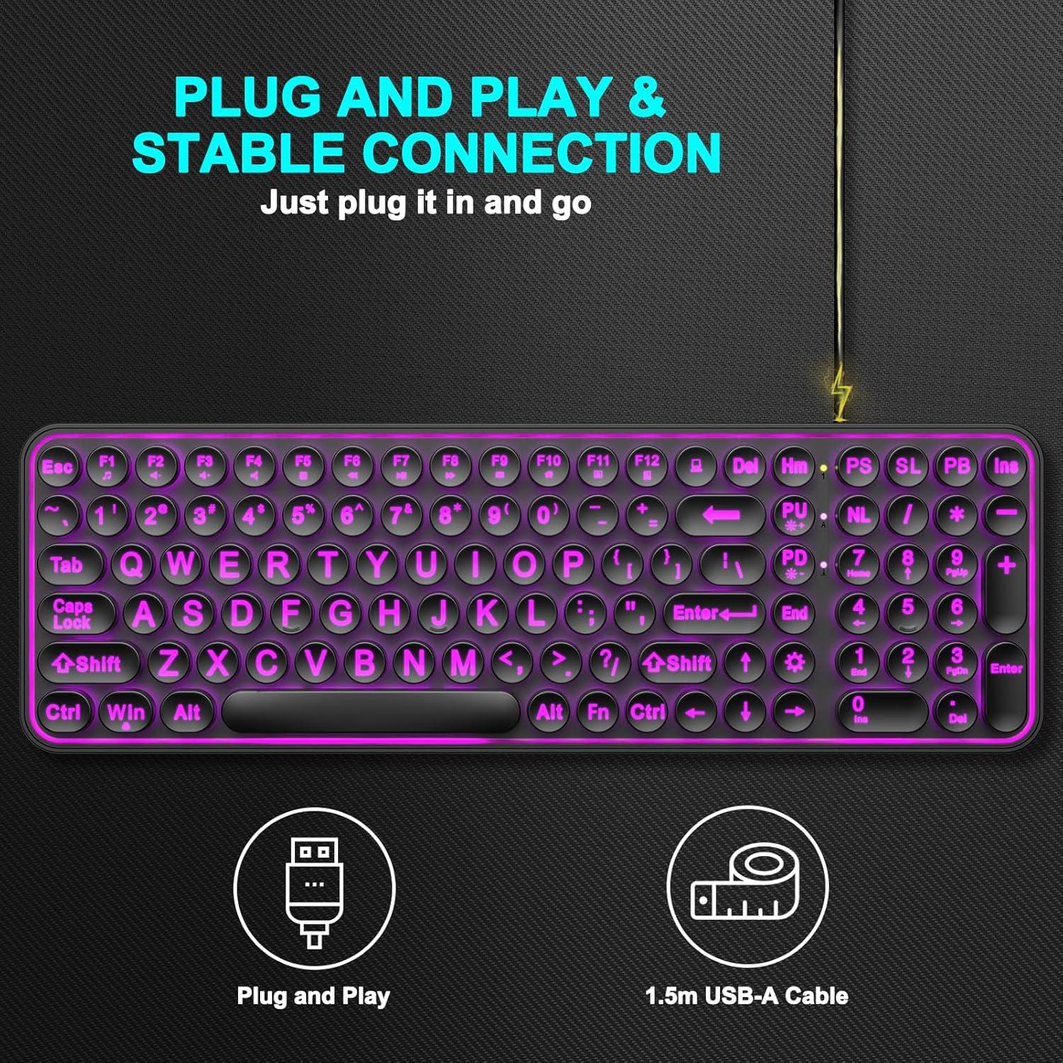 Teclado Retroiluminado USB DEYING LPK66 con Teclas Grandes