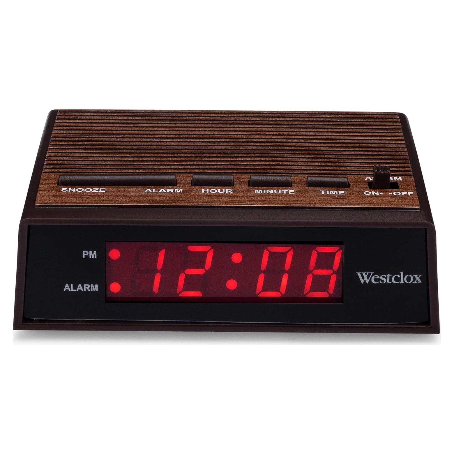 Reloj Despertador Digital Westclox 22690 Retro Madera LED