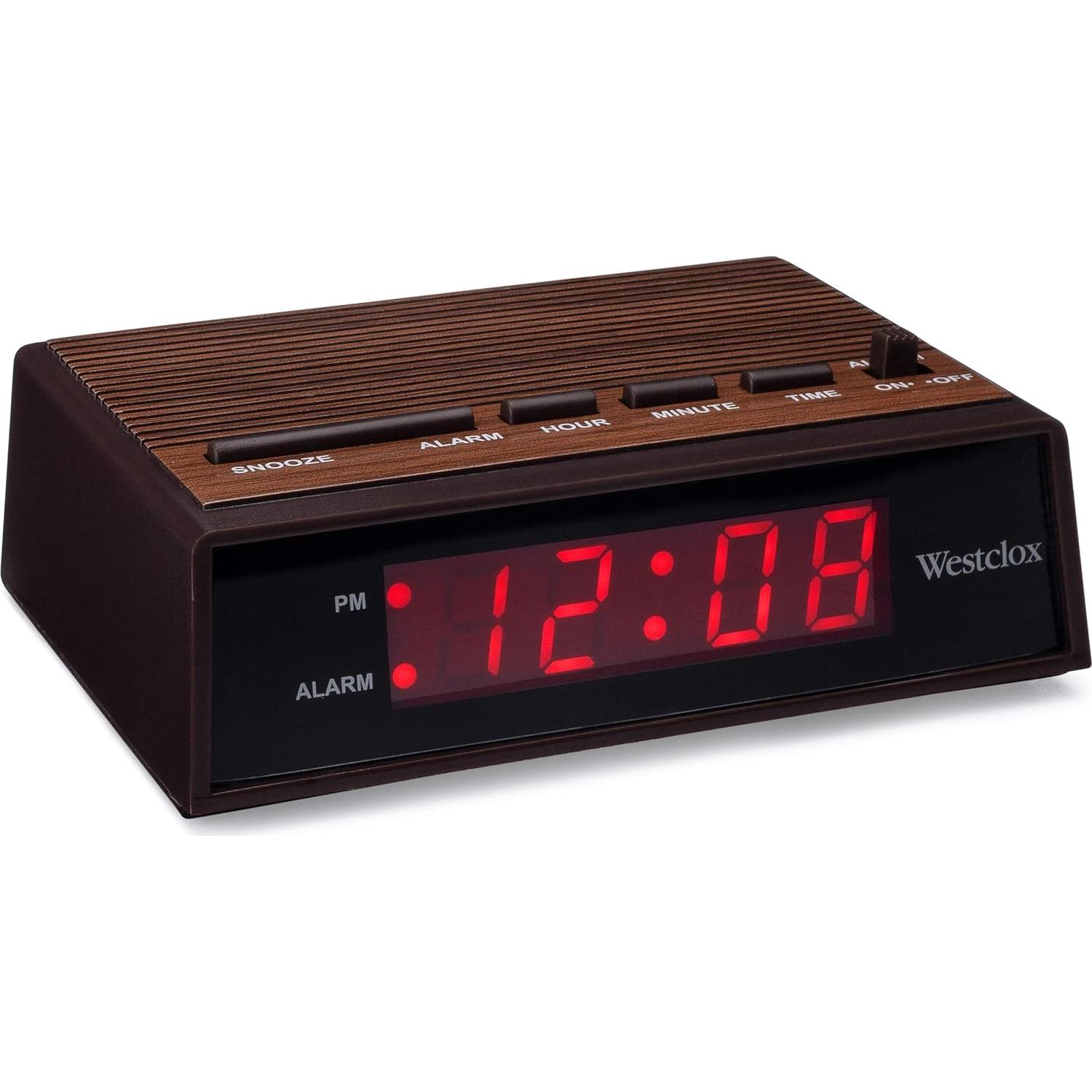 Reloj Despertador Digital Westclox 22690 Retro Madera LED