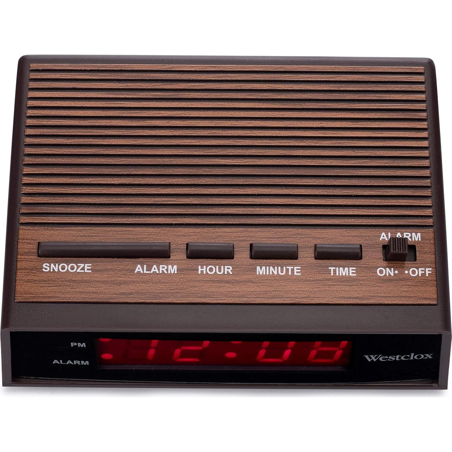 Reloj Despertador Digital Westclox 22690 Retro Madera LED