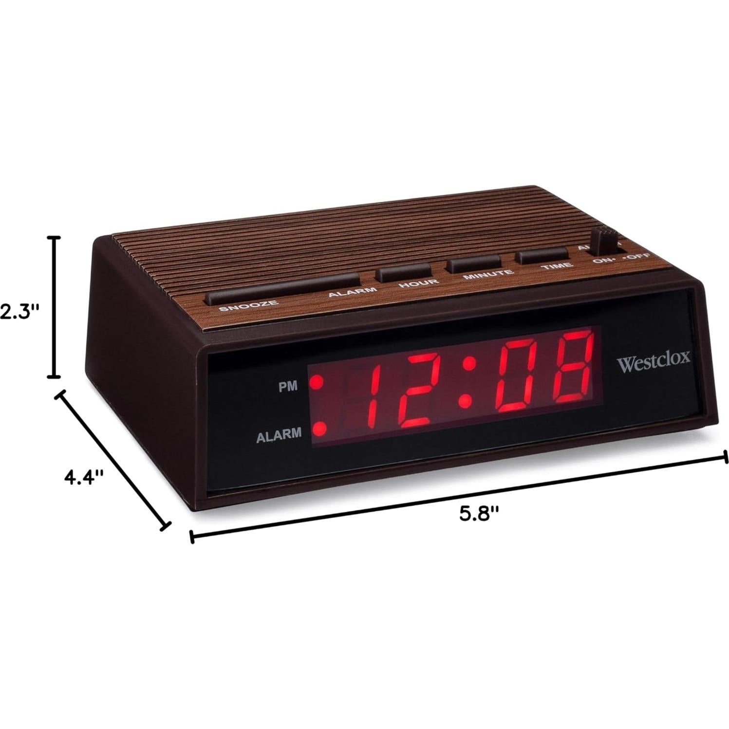 Reloj Despertador Digital Westclox 22690 Retro Madera LED