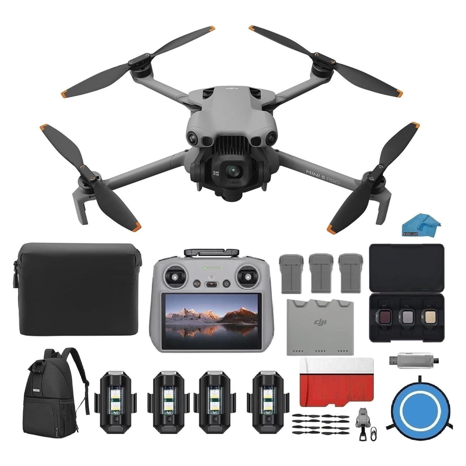 Drone DJI Mini 5 Pro Combo 4K con Controlador RC 2 y 3 Baterías