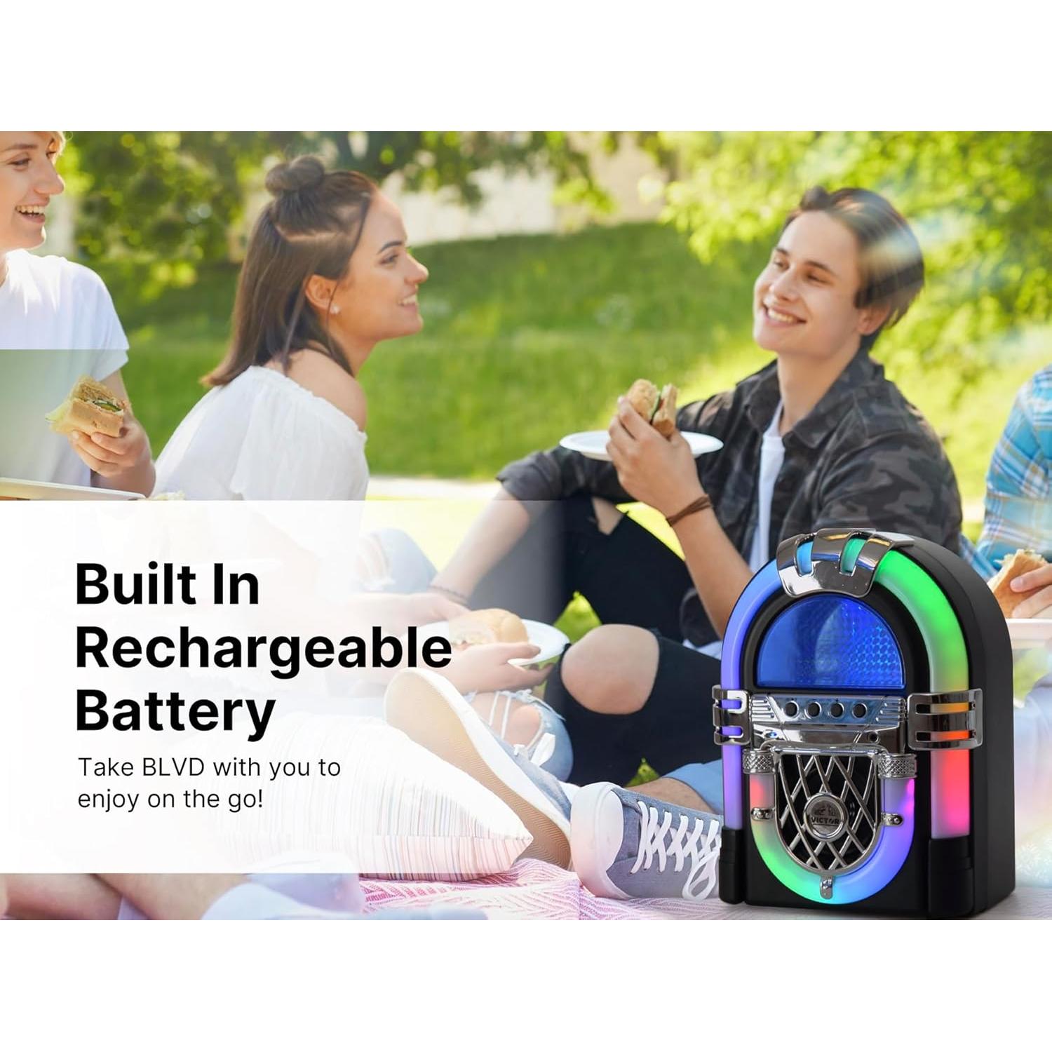 Mini Jukebox Bluetooth VICTOR VDTJ-1000 con LED y Batería